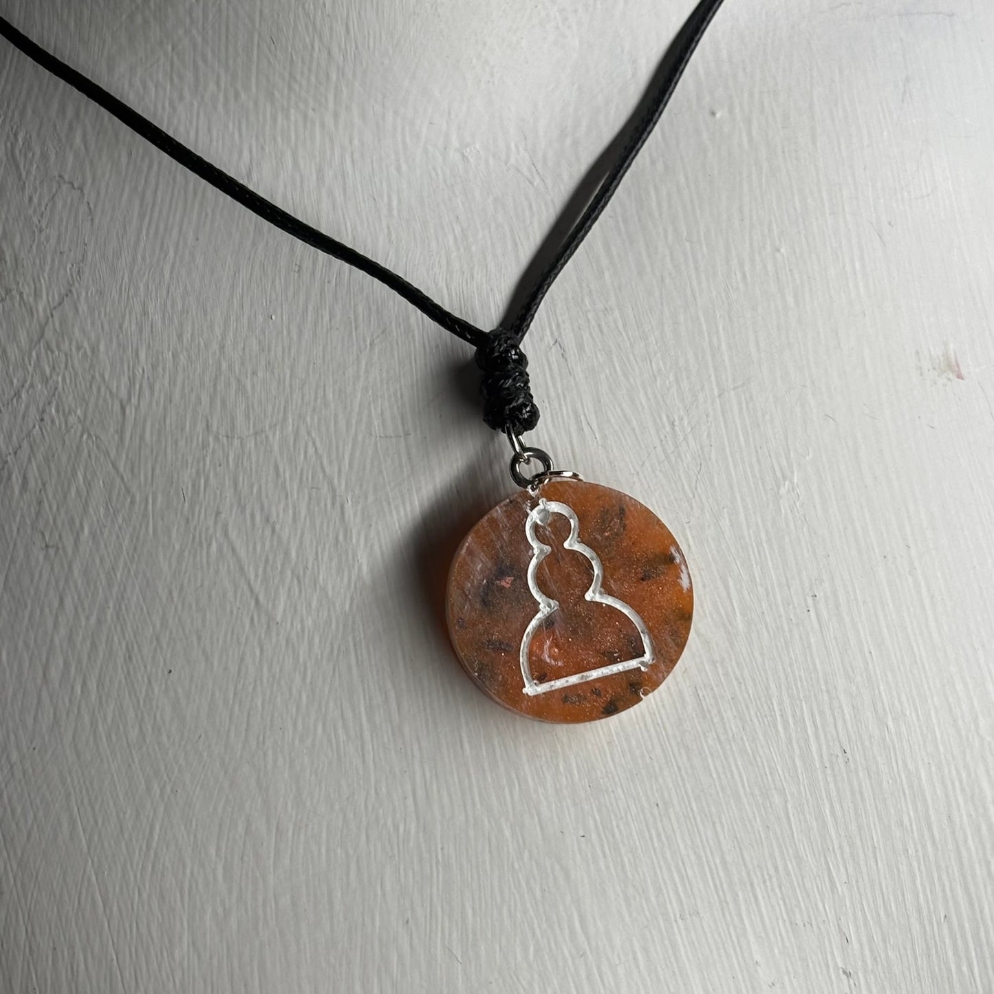 Orange Crystal Pawn - Handmade Resin Chess Necklace