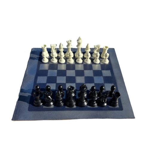 Silver Tin blue - Painted Chess Set