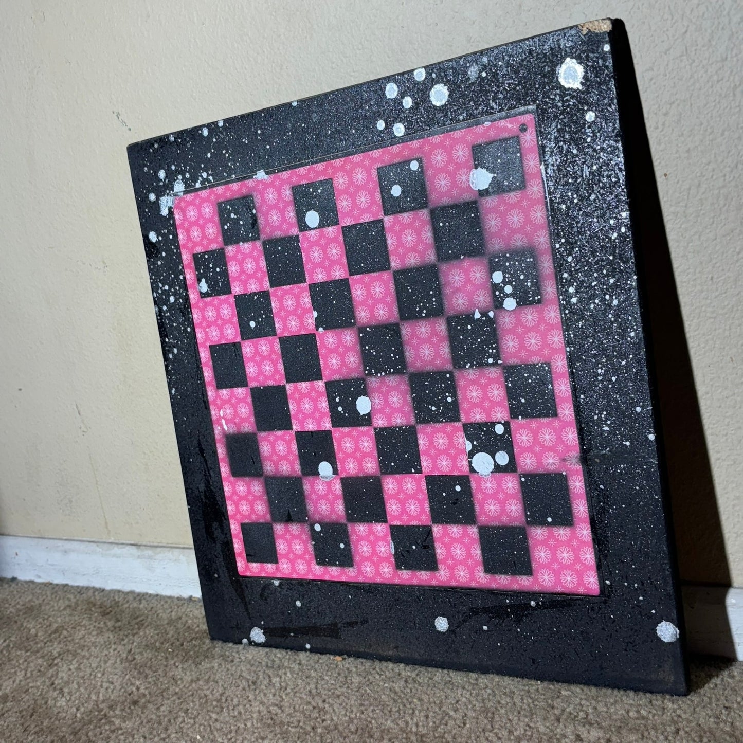 Pinkish Red Vintage Pattern - Large Scrapbook Chess Board