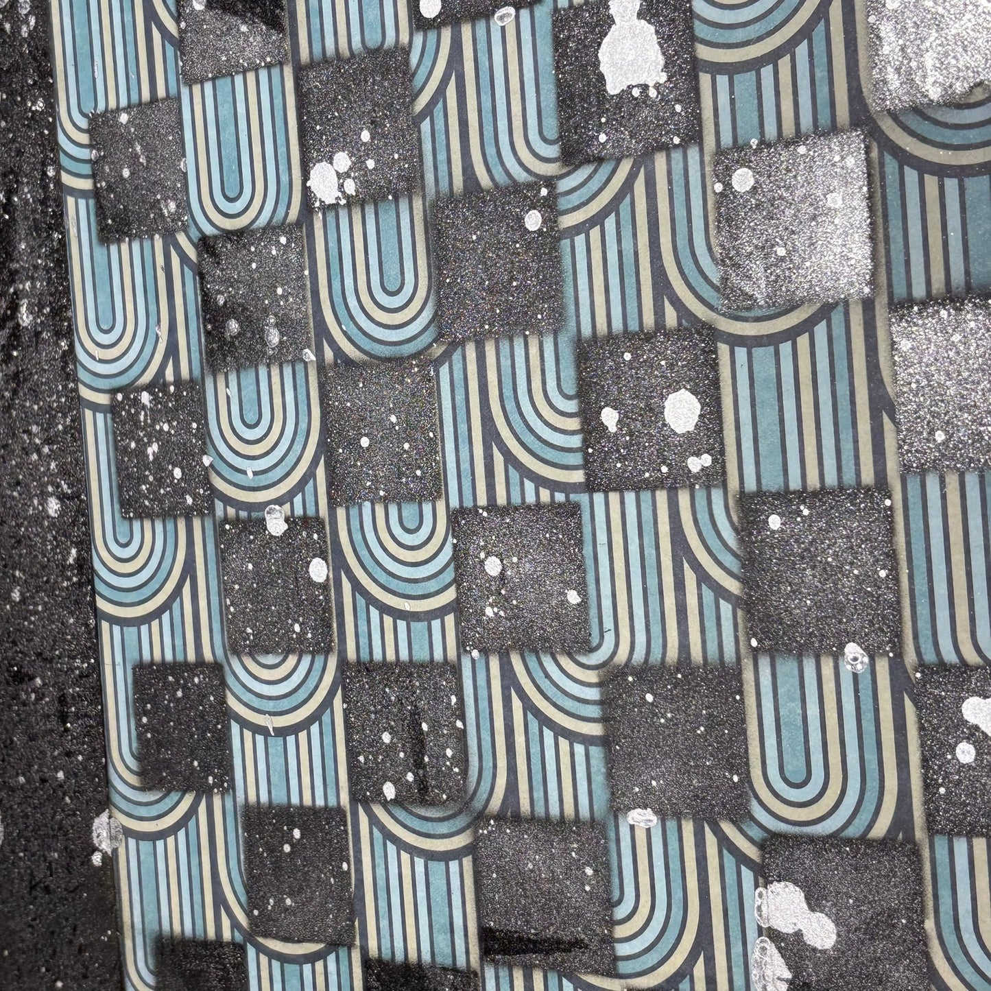 Blue Green Drip - Large Scrapbook Chess Board