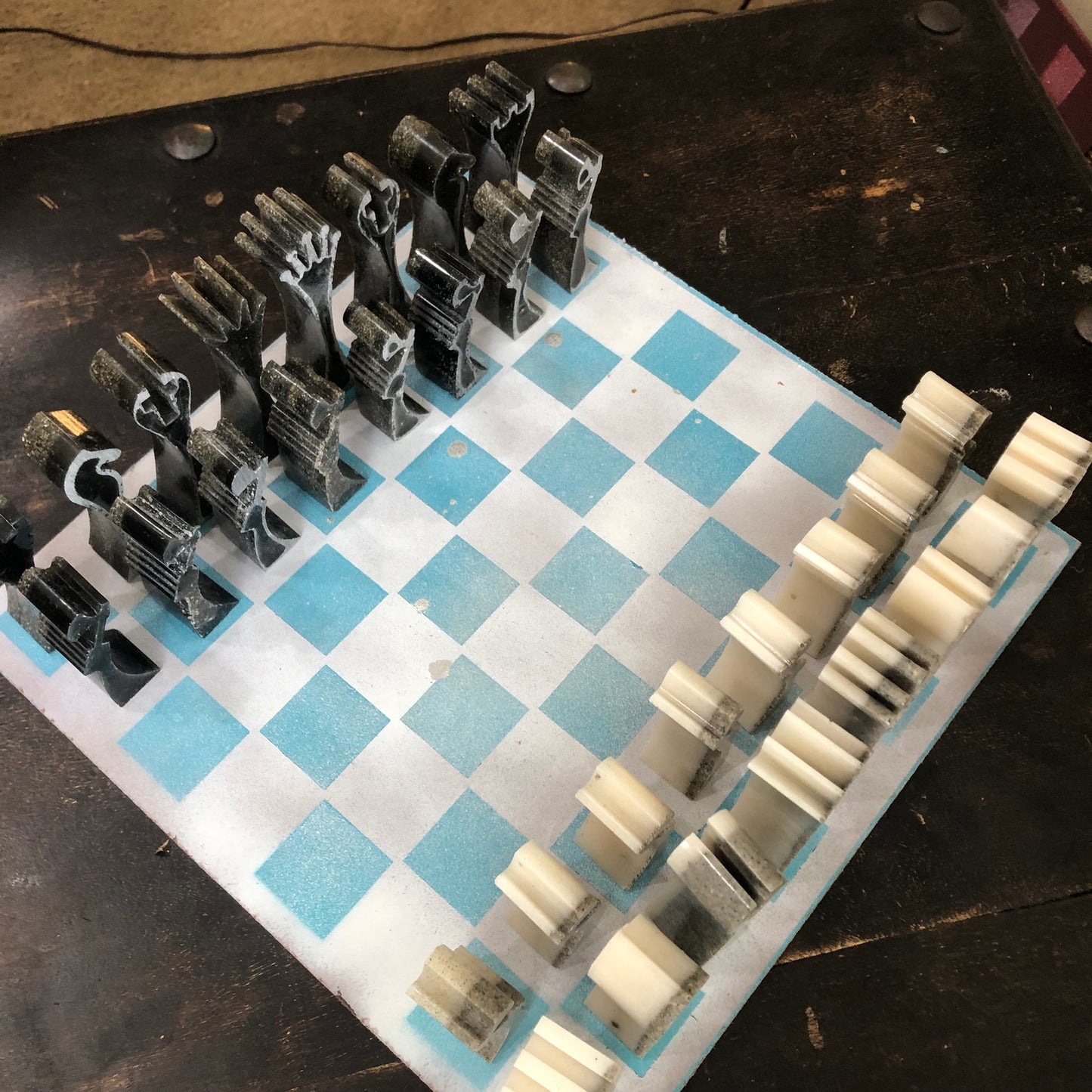 Royal Ice Blue - Painted Chess Set