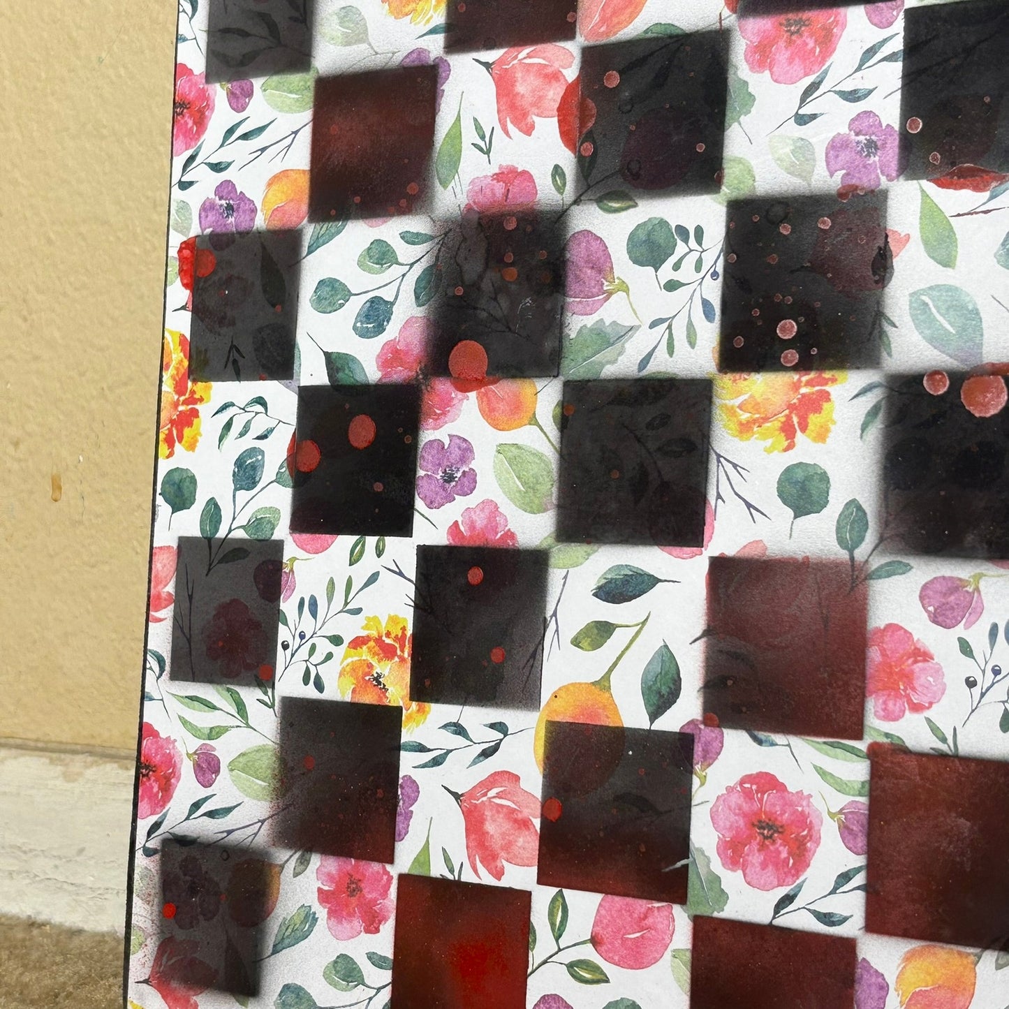 Colorful Flowers Splash - Scrapbook Chess Board