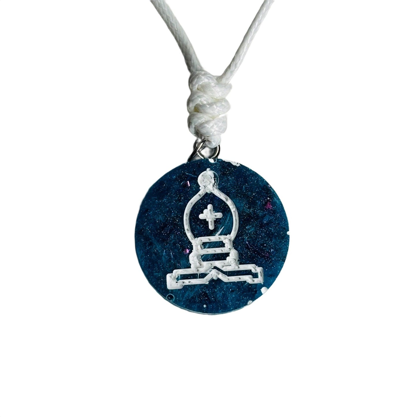🎁 Blue Bishop - Handmade Resin Chess Necklace (100% off)