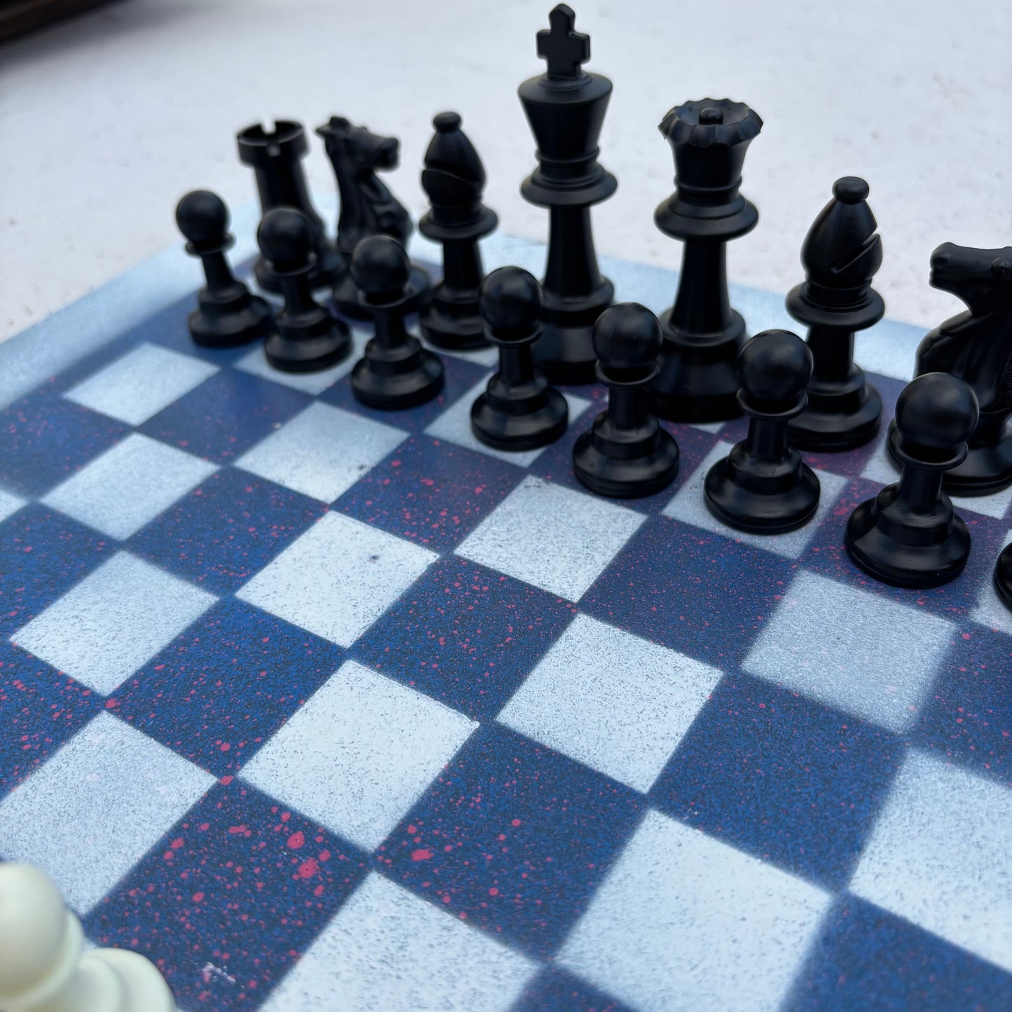 Blue & White - Painted Chess Set