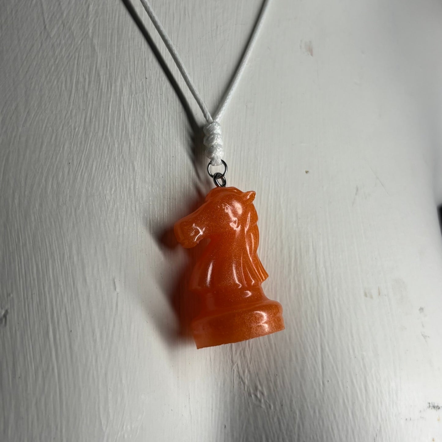 Orange Knight - Handmade Resin Chess Necklace