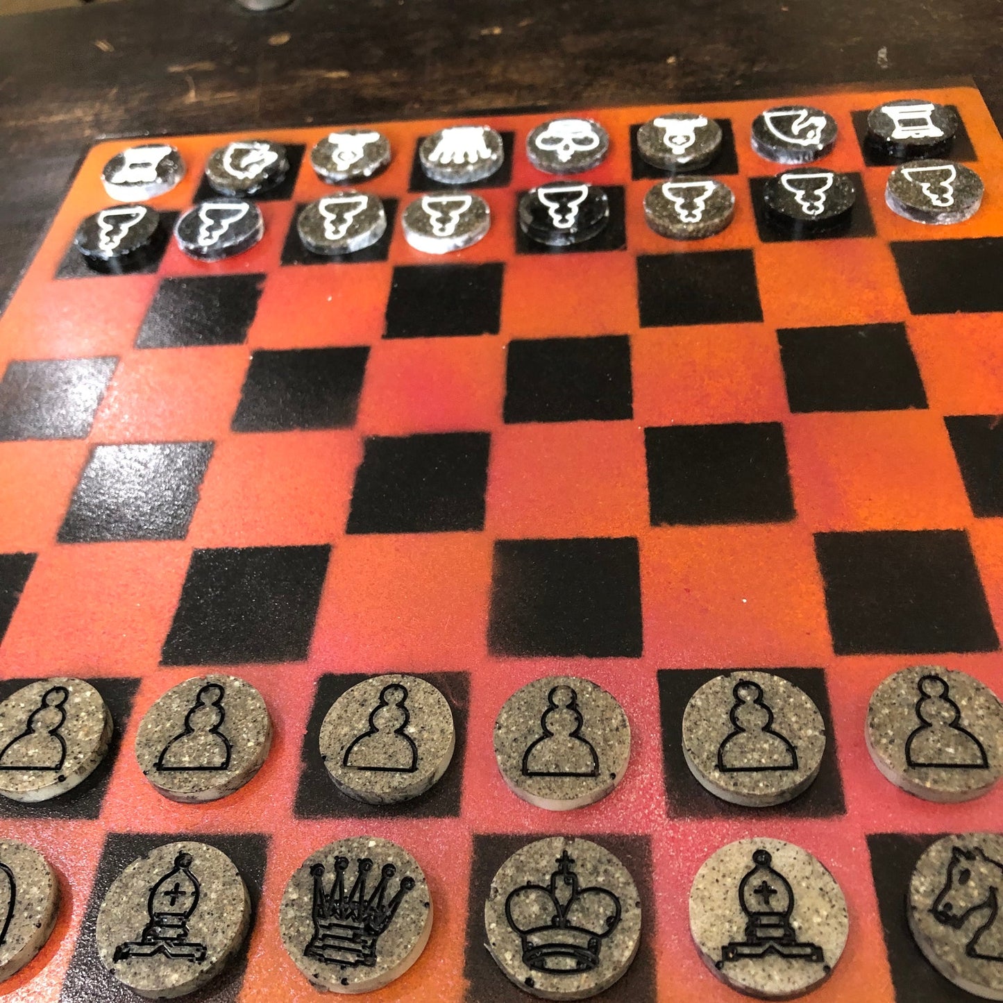 Vintage Orange - Painted Chess Set