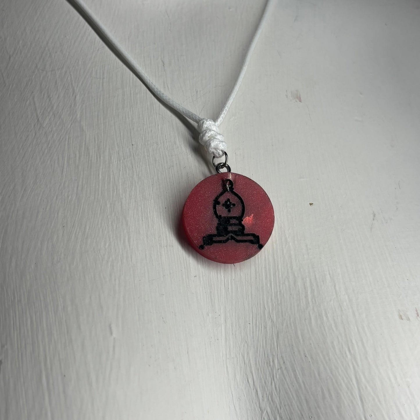 Red Bishop - Handmade Resin Chess Necklace