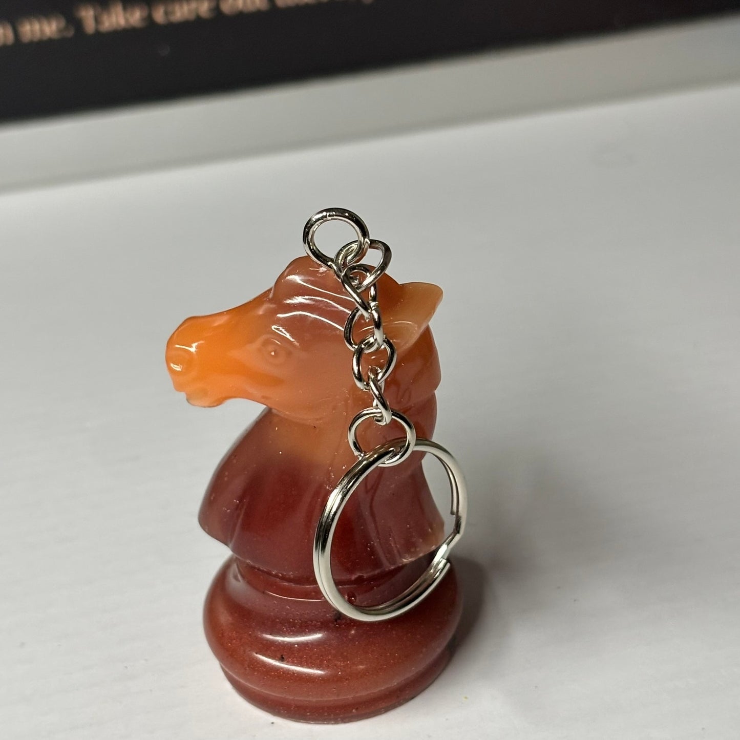 Burnt Orange Knight - Handmade Resin Keychain - Large Edition