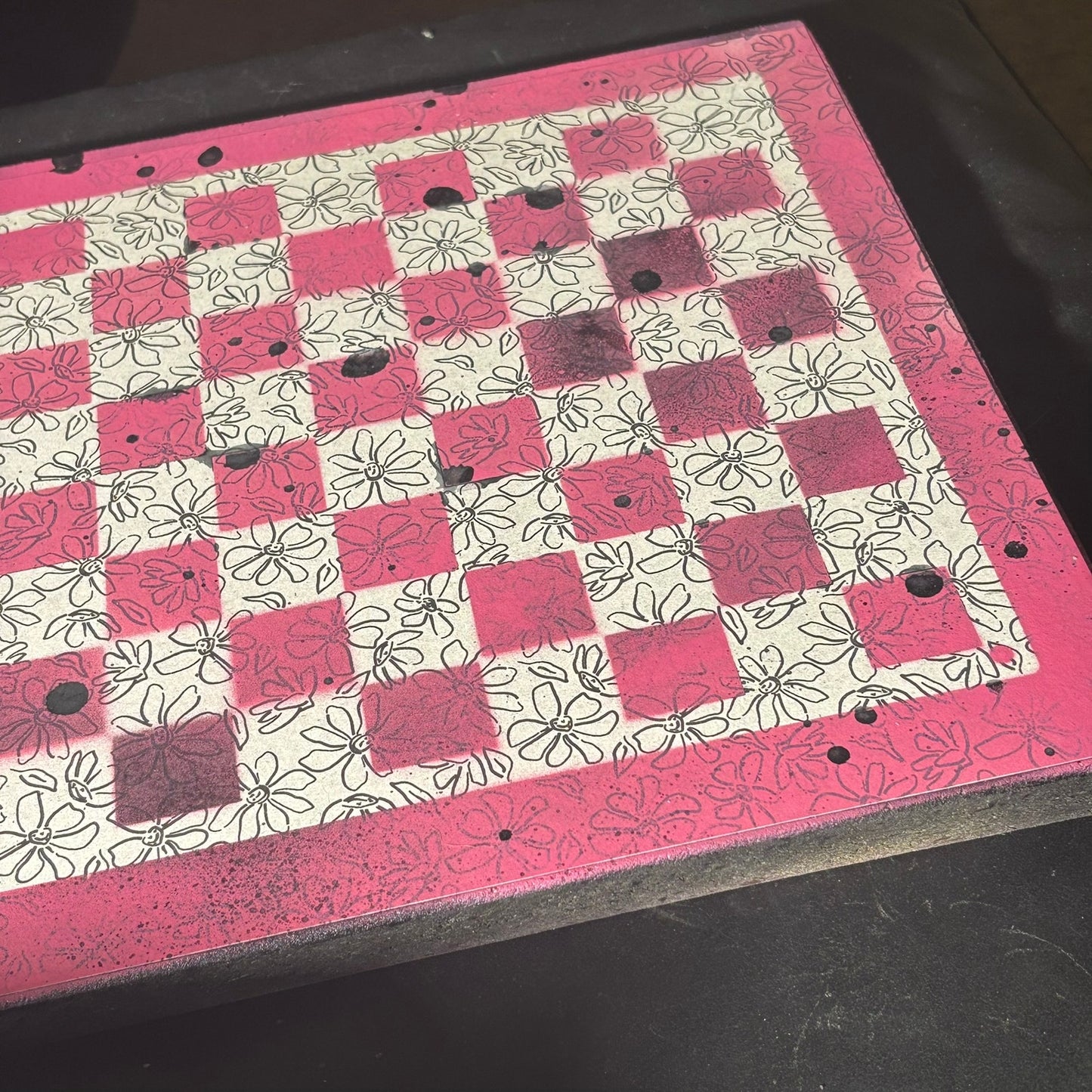 Pink & White Sketch - Scrapbook Chess Set