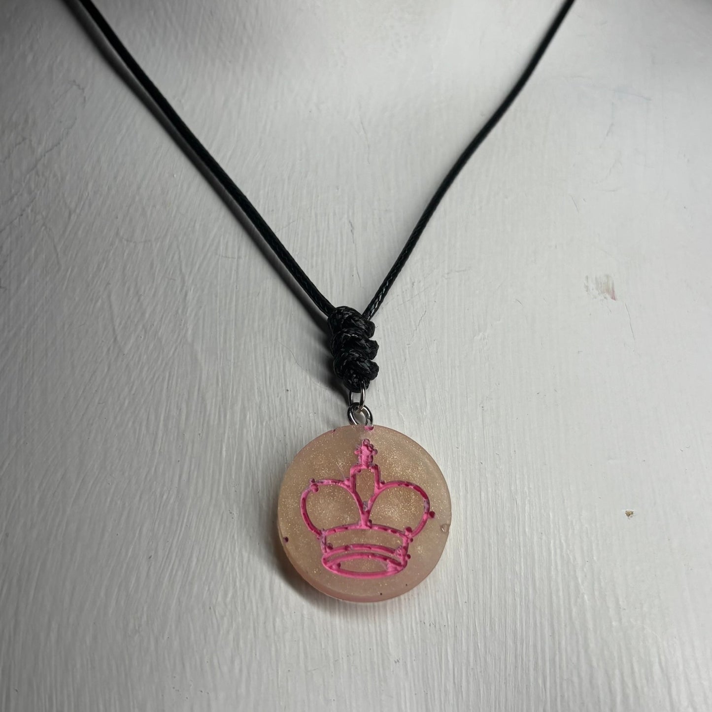 Pink Print King - Handmade Resin Chess Necklace
