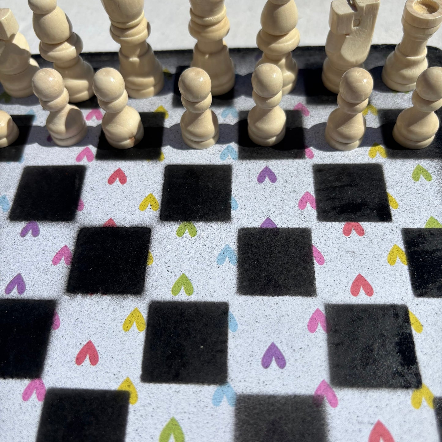Colorful Hearts - Scrapbook Chess Set