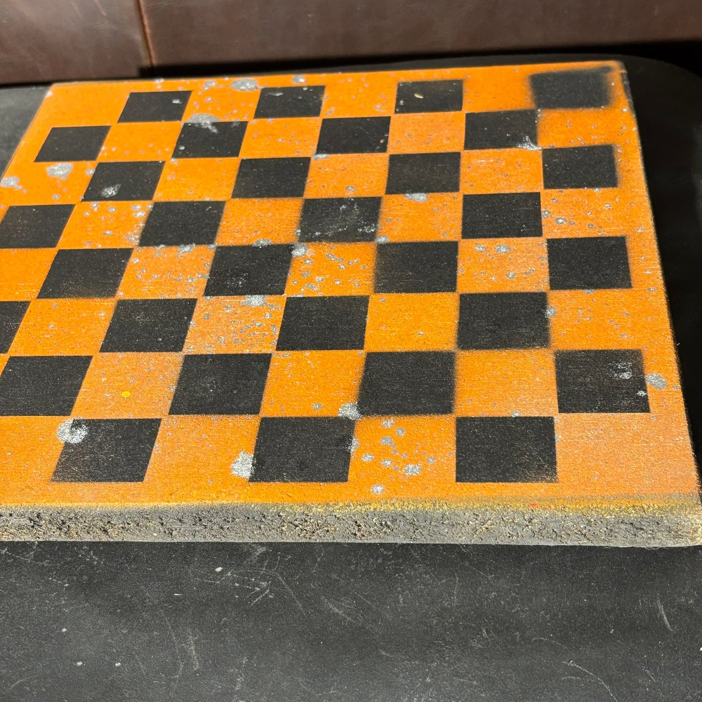 Orange & Black - Painted Chess Board