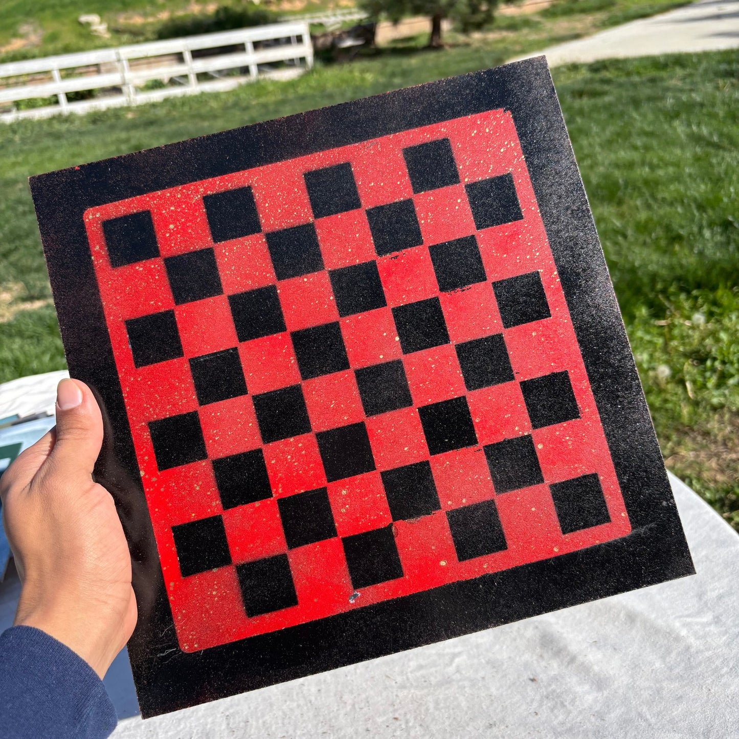 Simple Red - Painted Chess Set