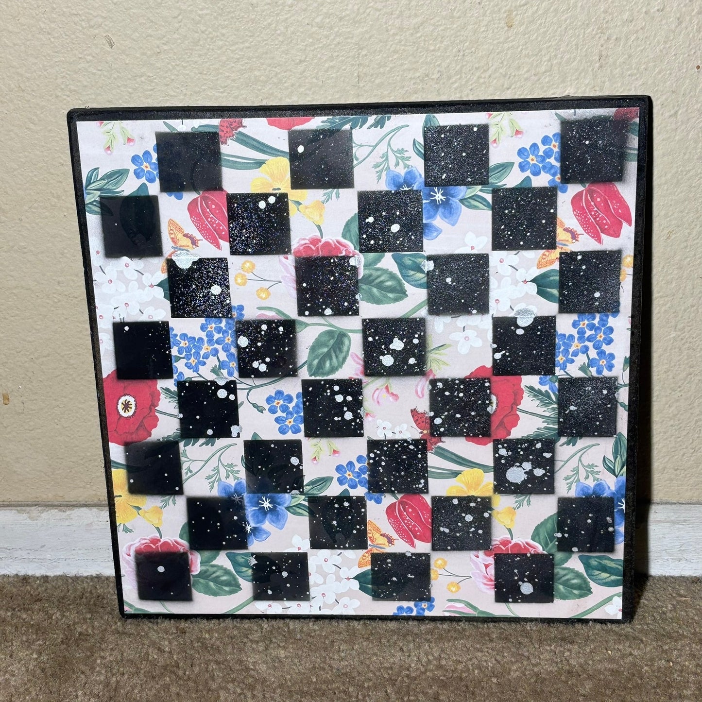 Vintage Flowers - Scrapbook Chess Board