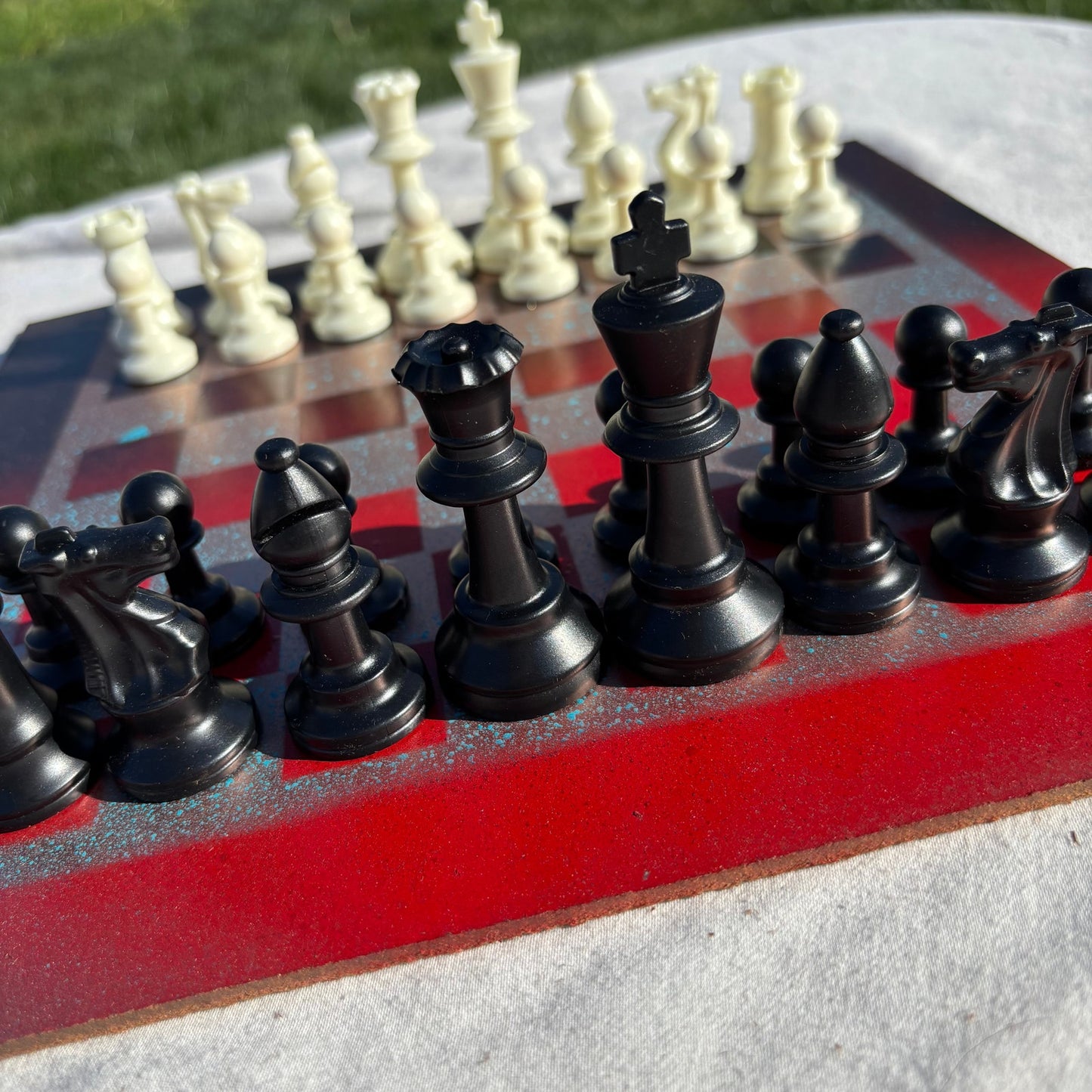 Speckled Golden Red - Painted Chess Set