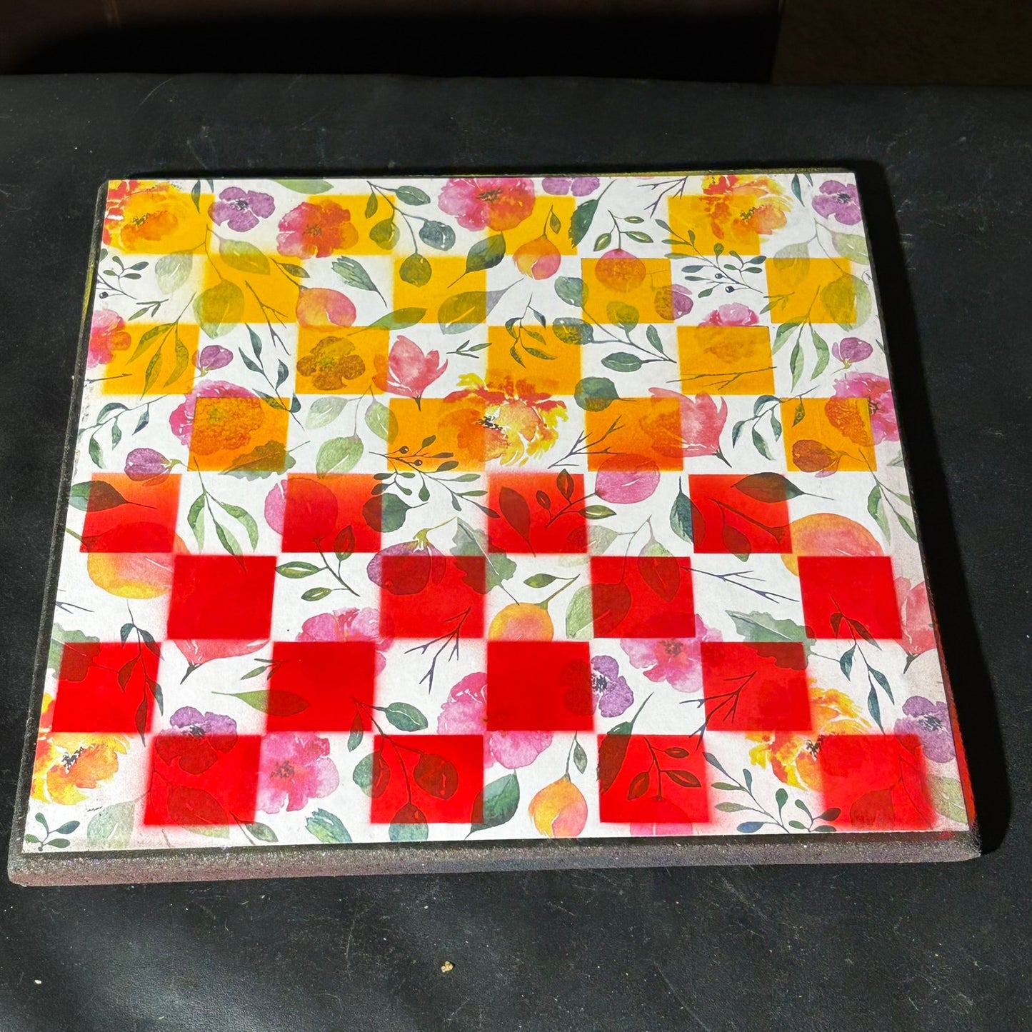 Fiery Opal Flowers - Scrapbook Chess Set