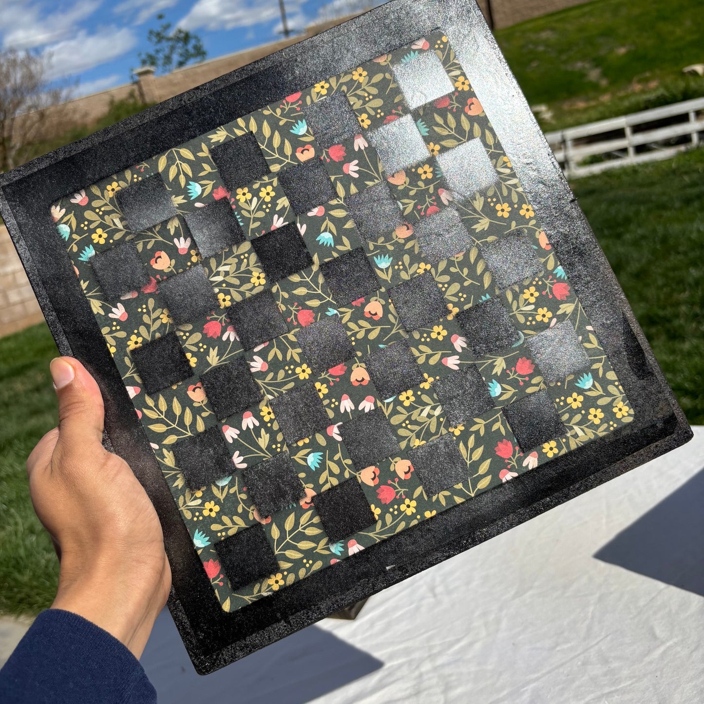 Vintage Flowers - Scrapbook Chess Set