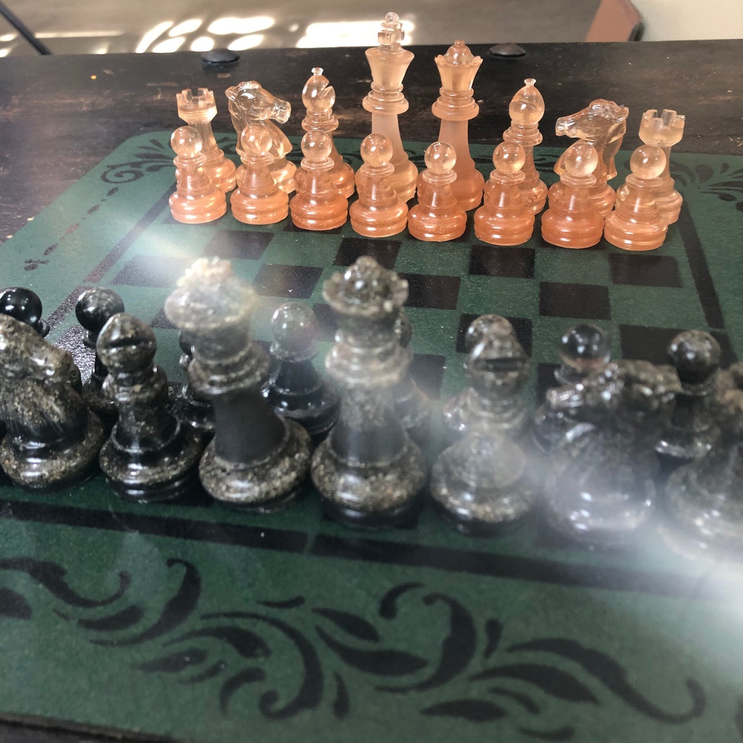 Royal Green - Painted Chess Set