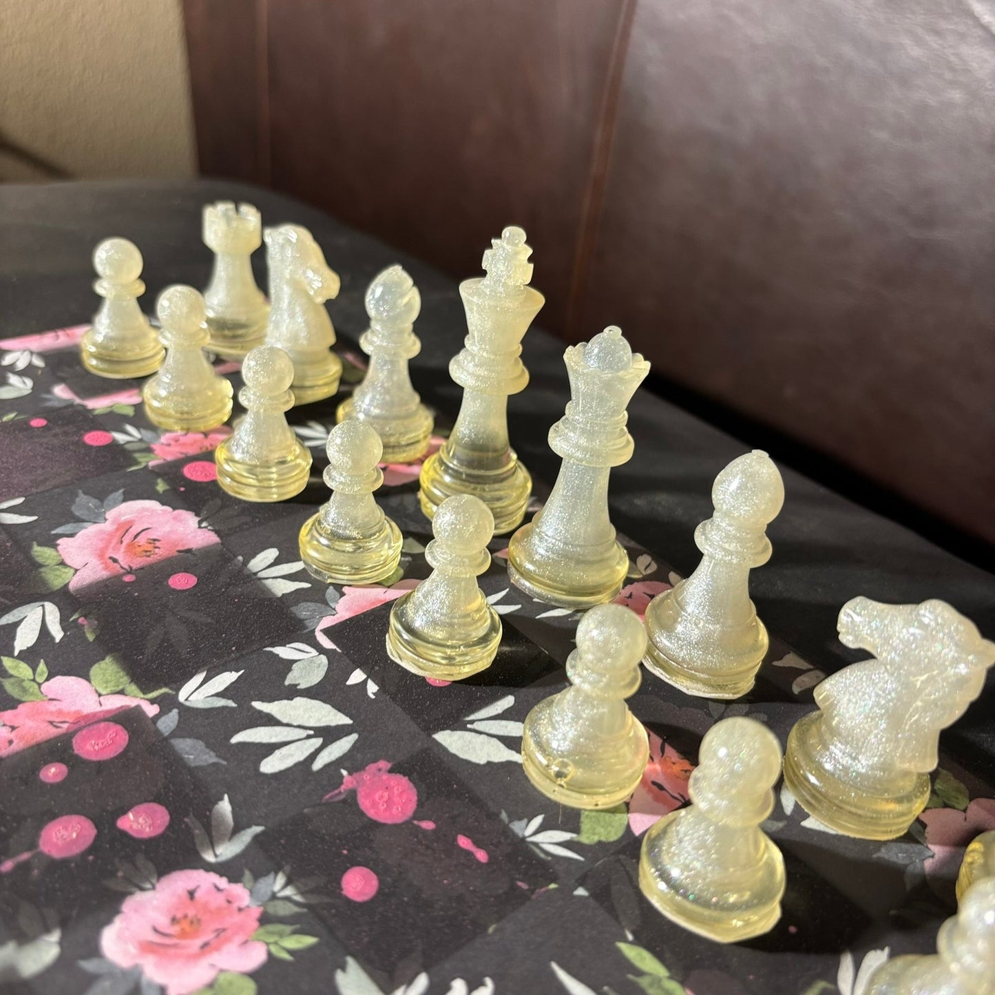 Stealth Black Flower Pattern - Scrapbook Chess Set