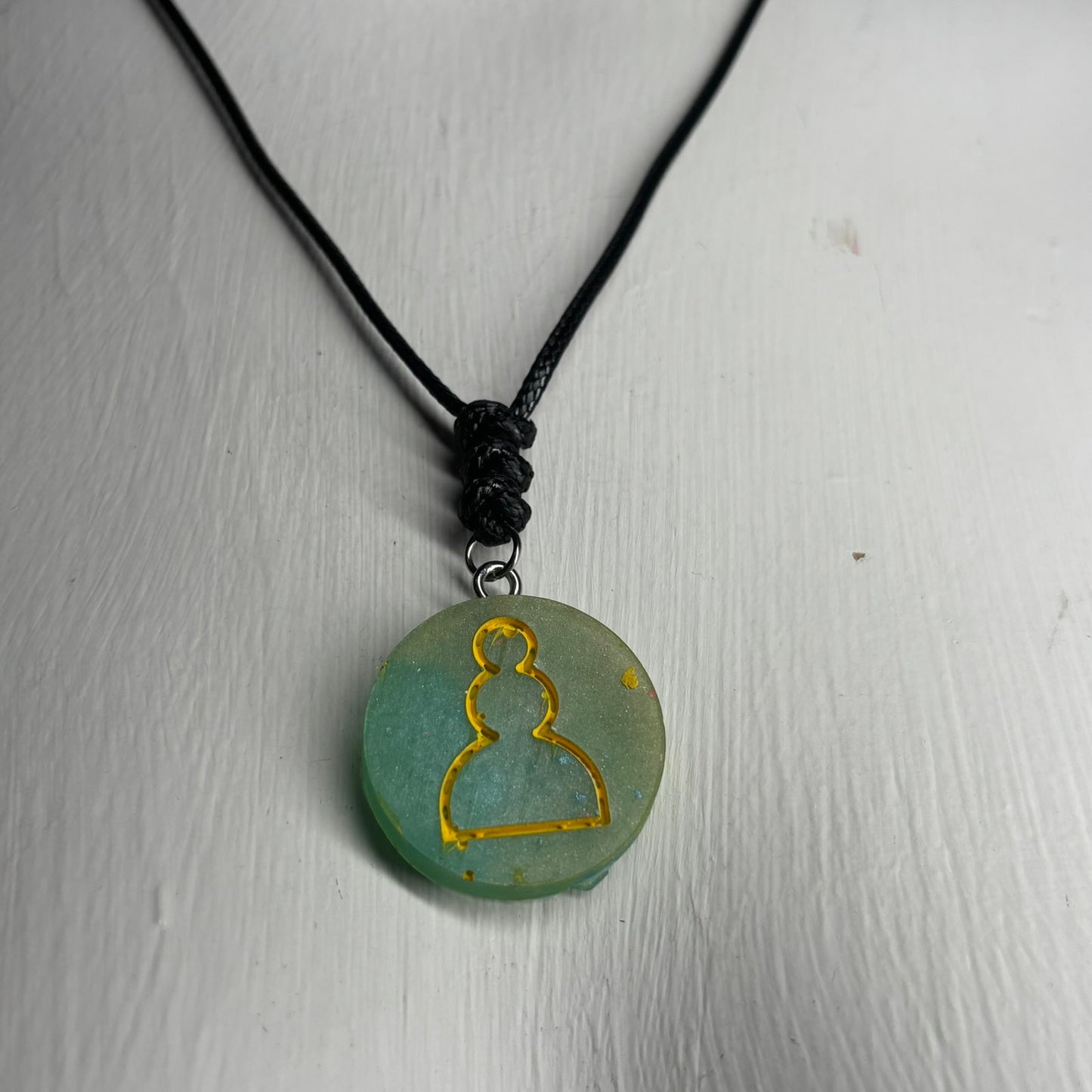 Green & Yellow Pawn - Handmade Resin Chess Necklace