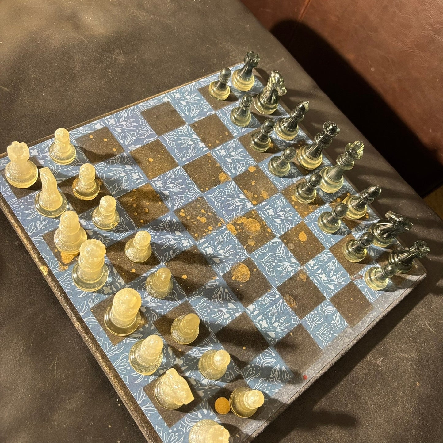 Vintage Golden Blue - Scrapbook Chess Set