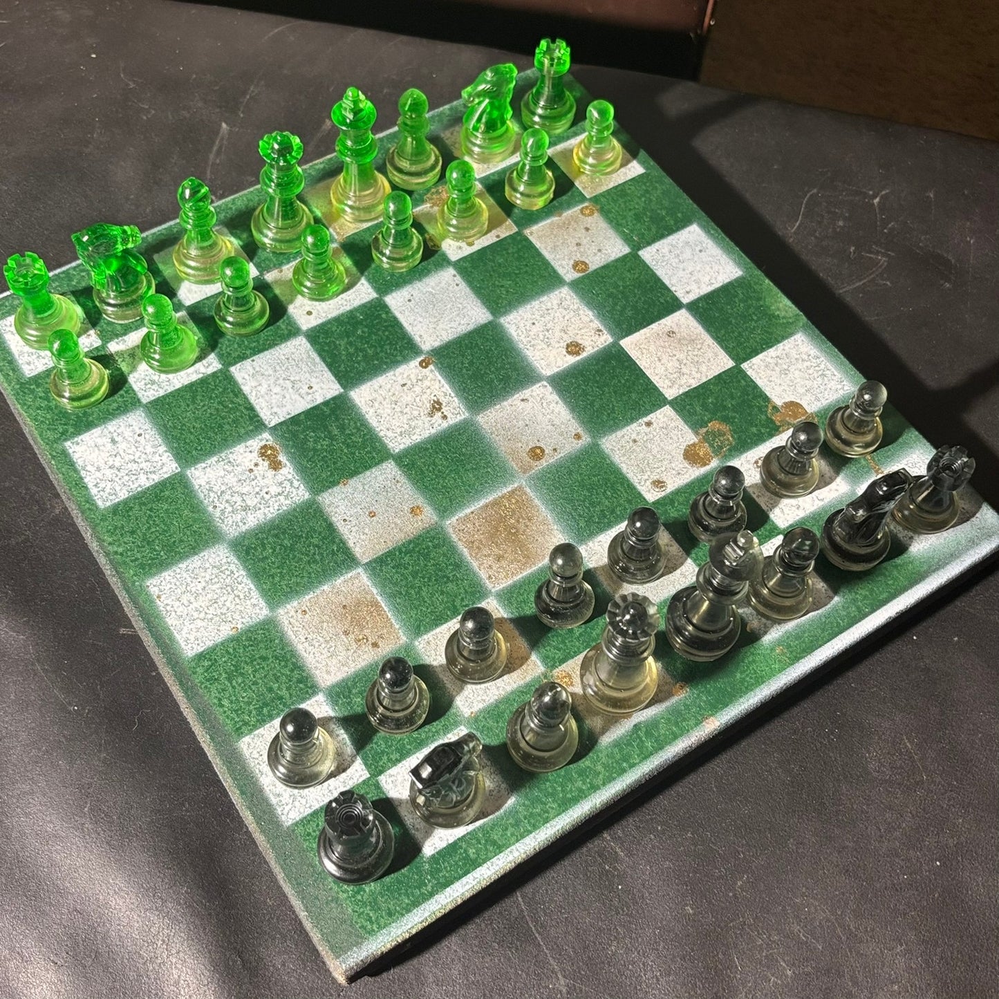 Goldish Green - Painted Chess Set