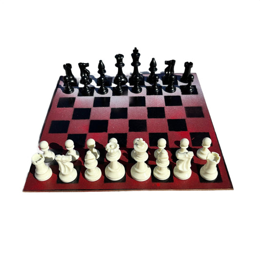 Snow Red - Painted Chess Set