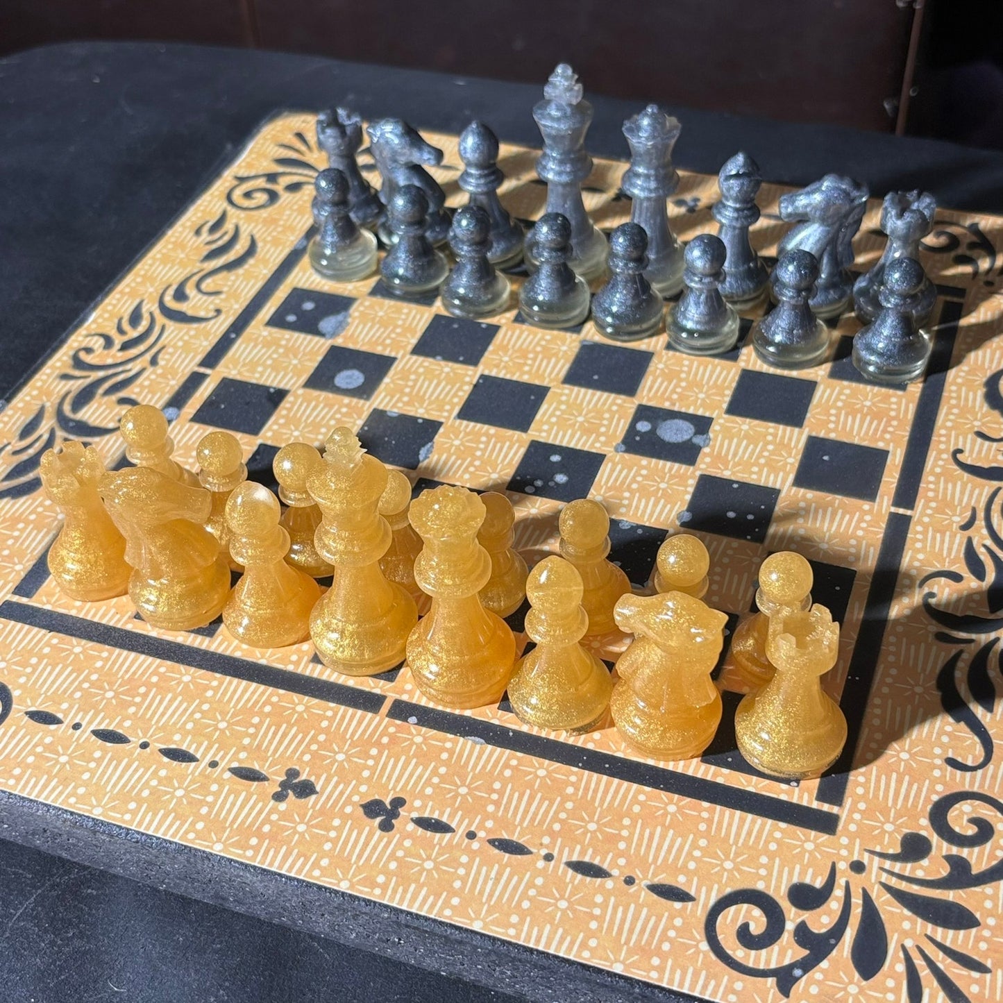 Sunset Yellow Pattern - Scrapbook Chess Set