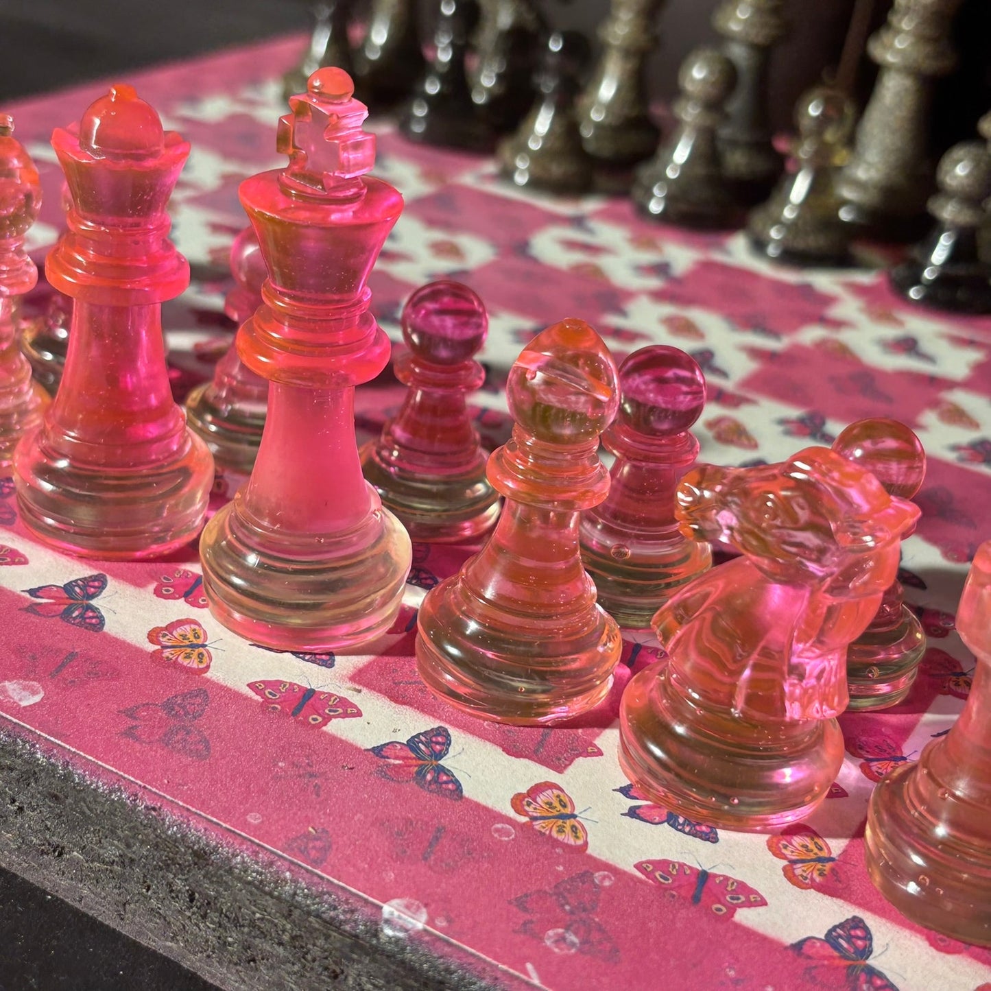 Pink Butterfly - Scrapbook Chess Set