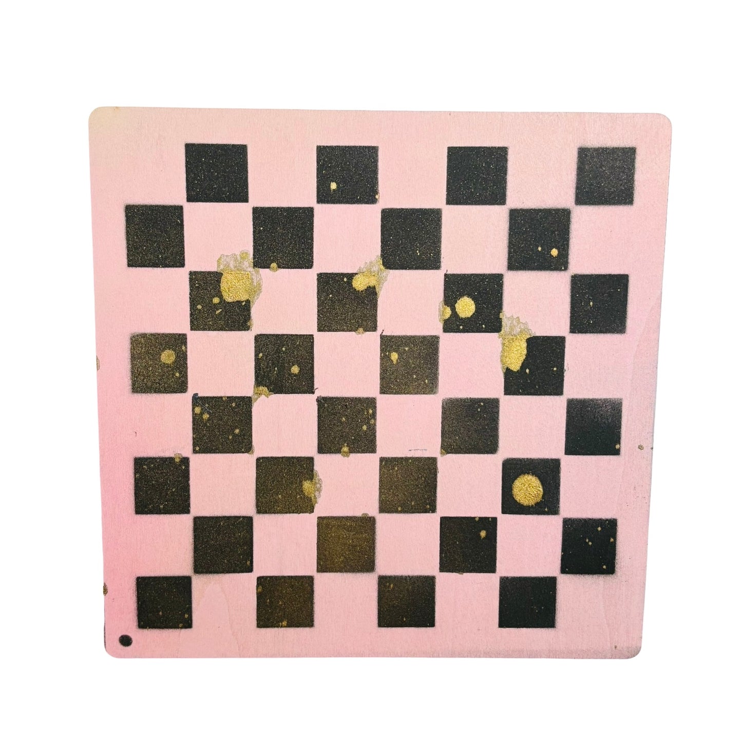 Pink Black & Gold - Painted Thin Wooden Chess Board