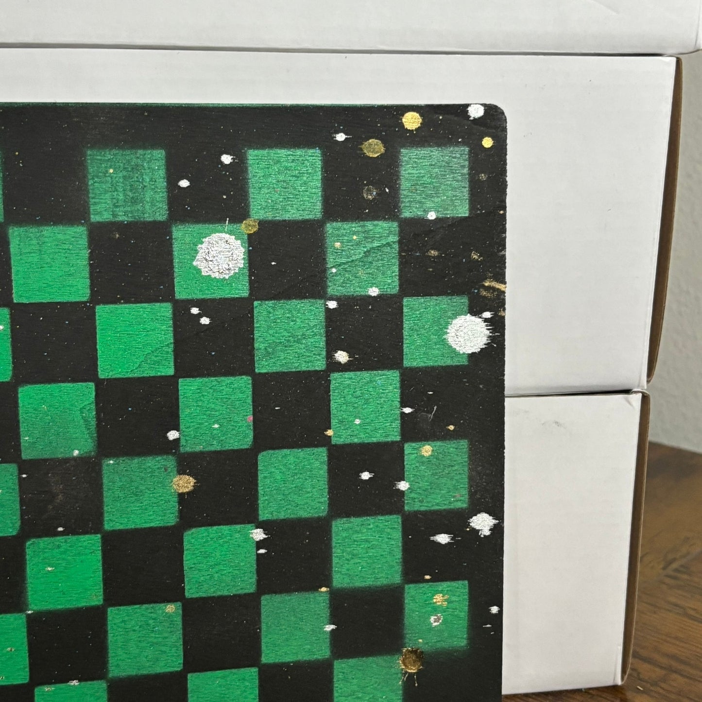 Black & Green Chrome - Painted Thin Wooden Chess Board