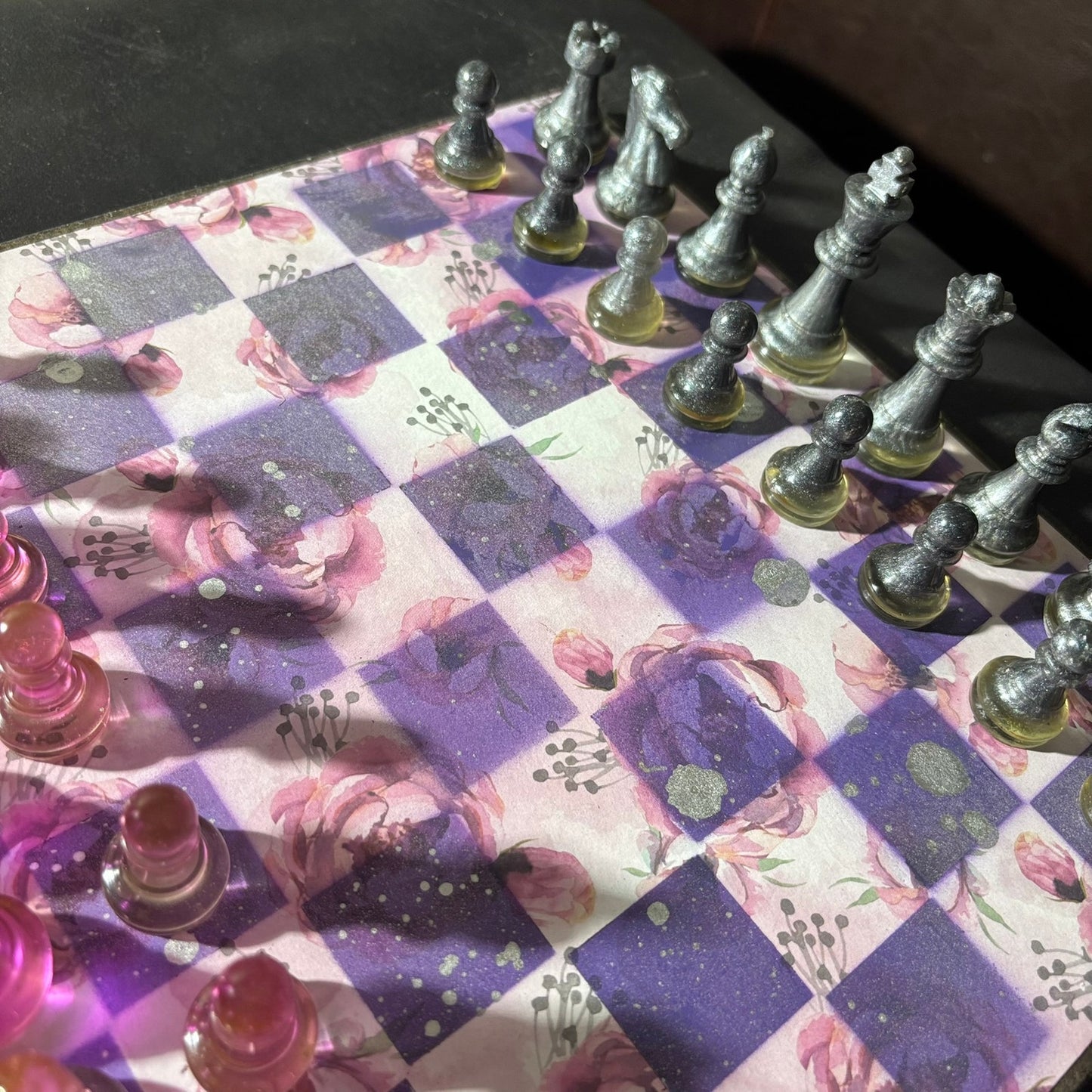 Pink Rose Purple - Scrapbook Chess Set