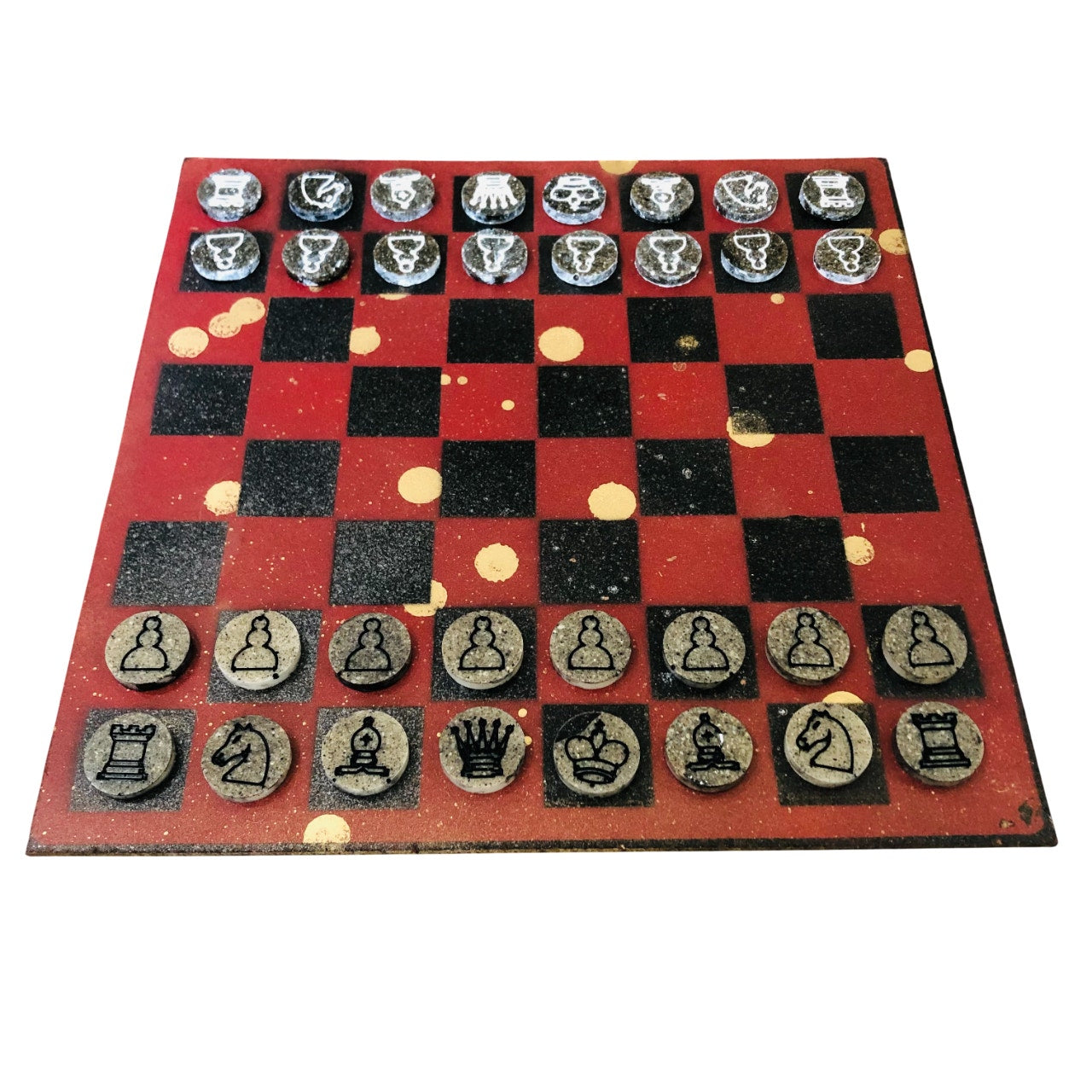 Chinese Golden Red - Painted Chess Set
