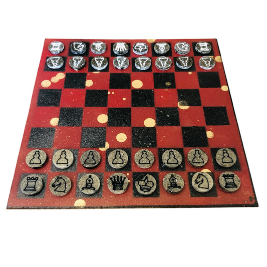 Chinese Golden Red - Painted Chess Set