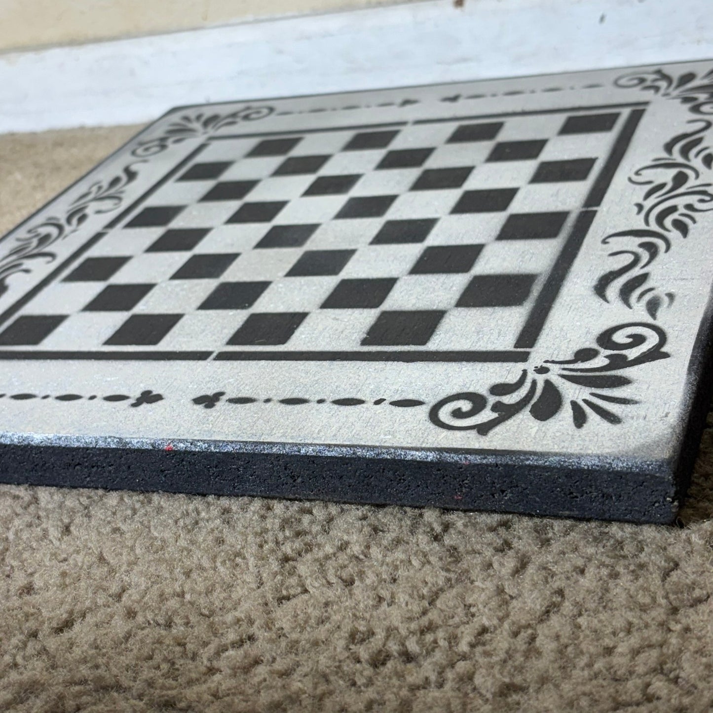 Gray & Black - Painted Chess Board