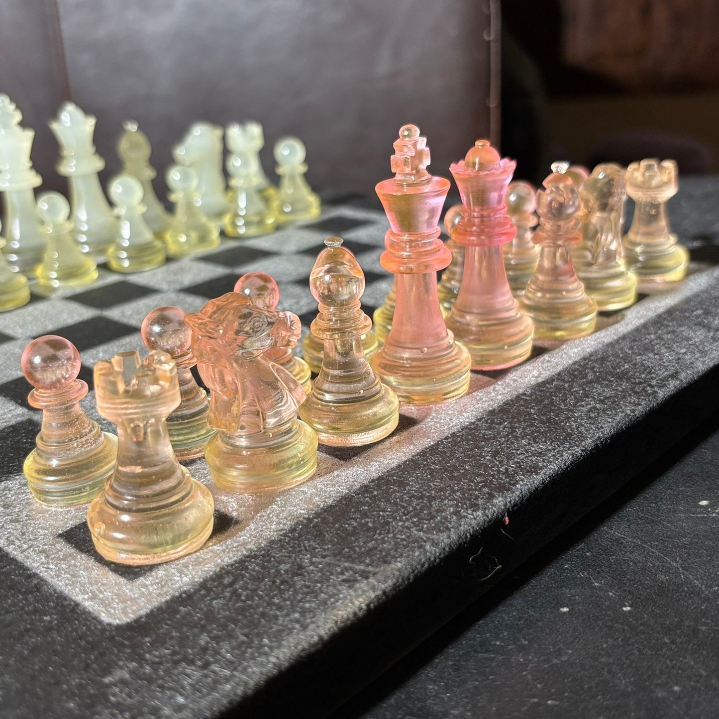 Chrome Pink Shade - Painted Chess Set