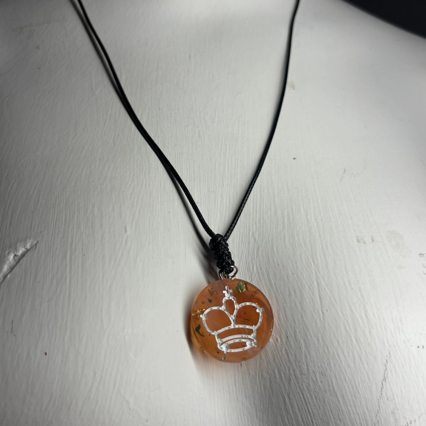 Amber King - Handmade Resin Chess Necklace
