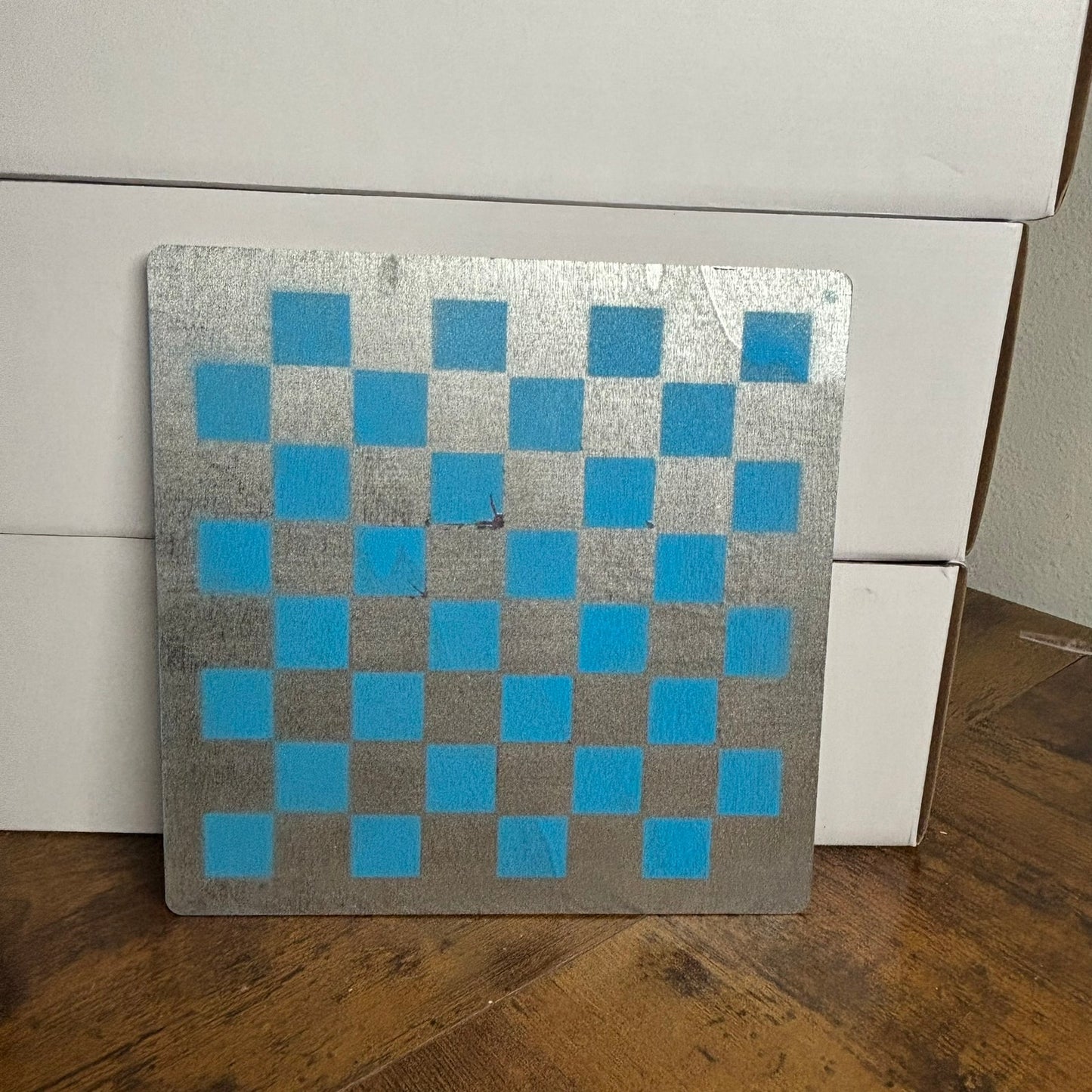 Chrome Blue - Painted Thin Wooden Chess Board