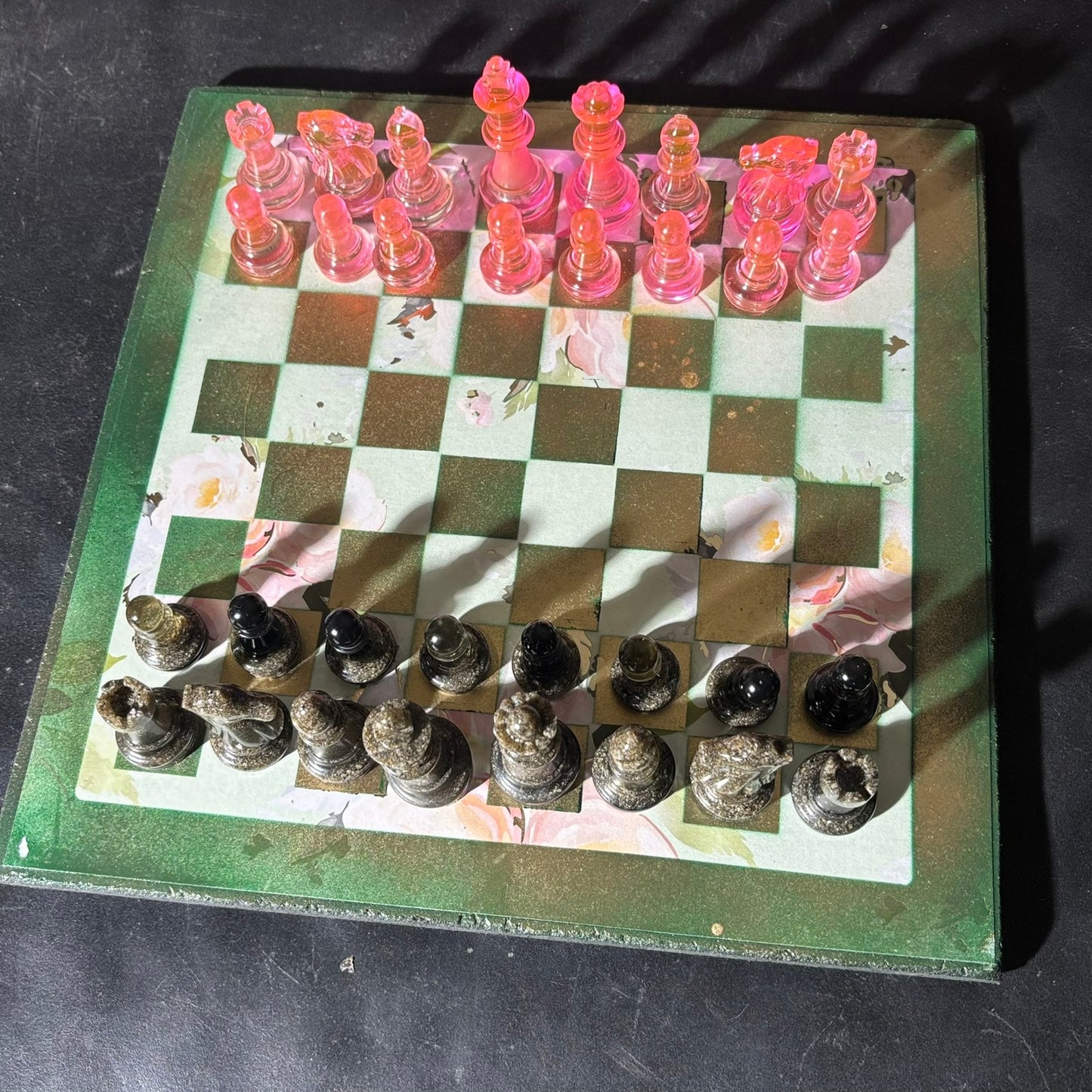 Luxury Pink Green - Scrapbook Chess Set