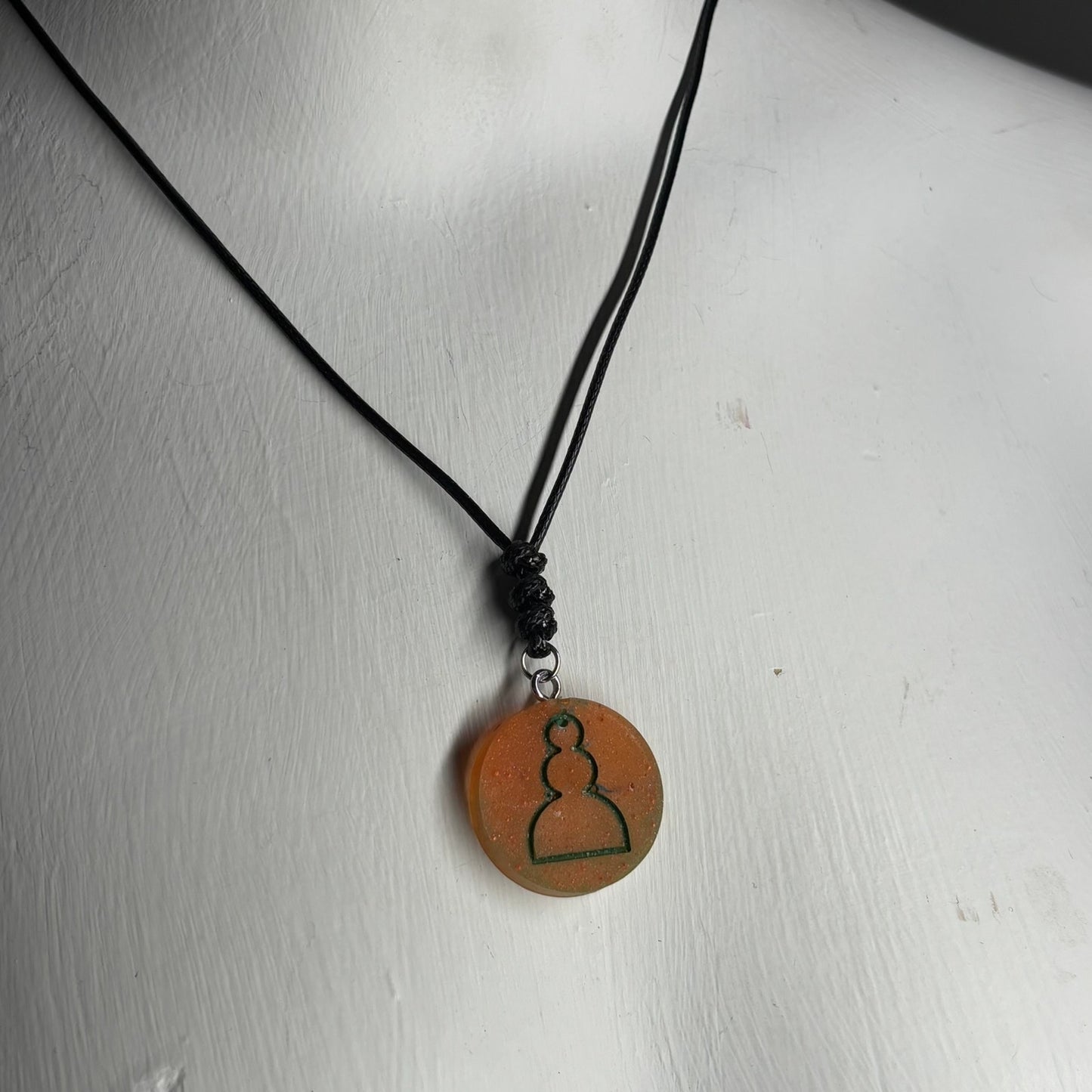 Orange Pawn - Handmade Resin Chess Necklace