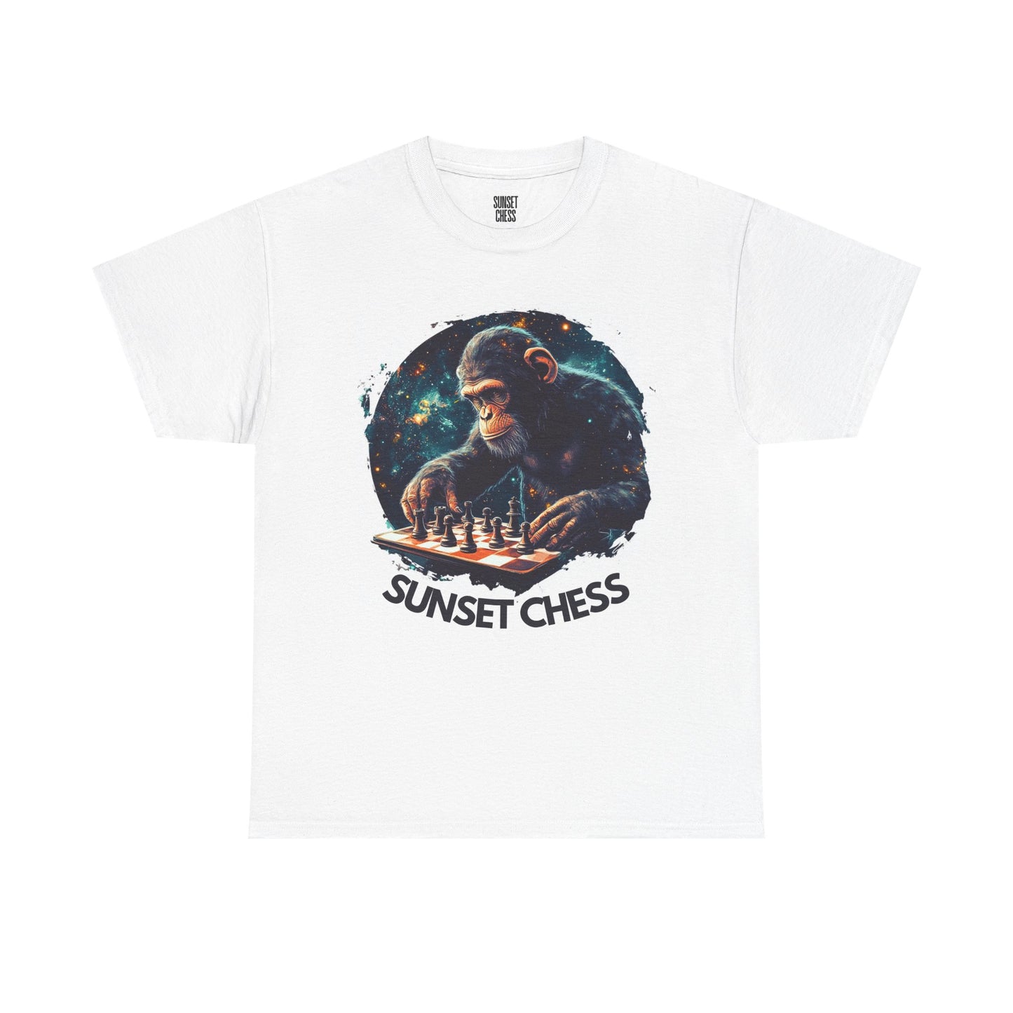 Monkey Playing Chess - Unisex Heavy Cotton Tee