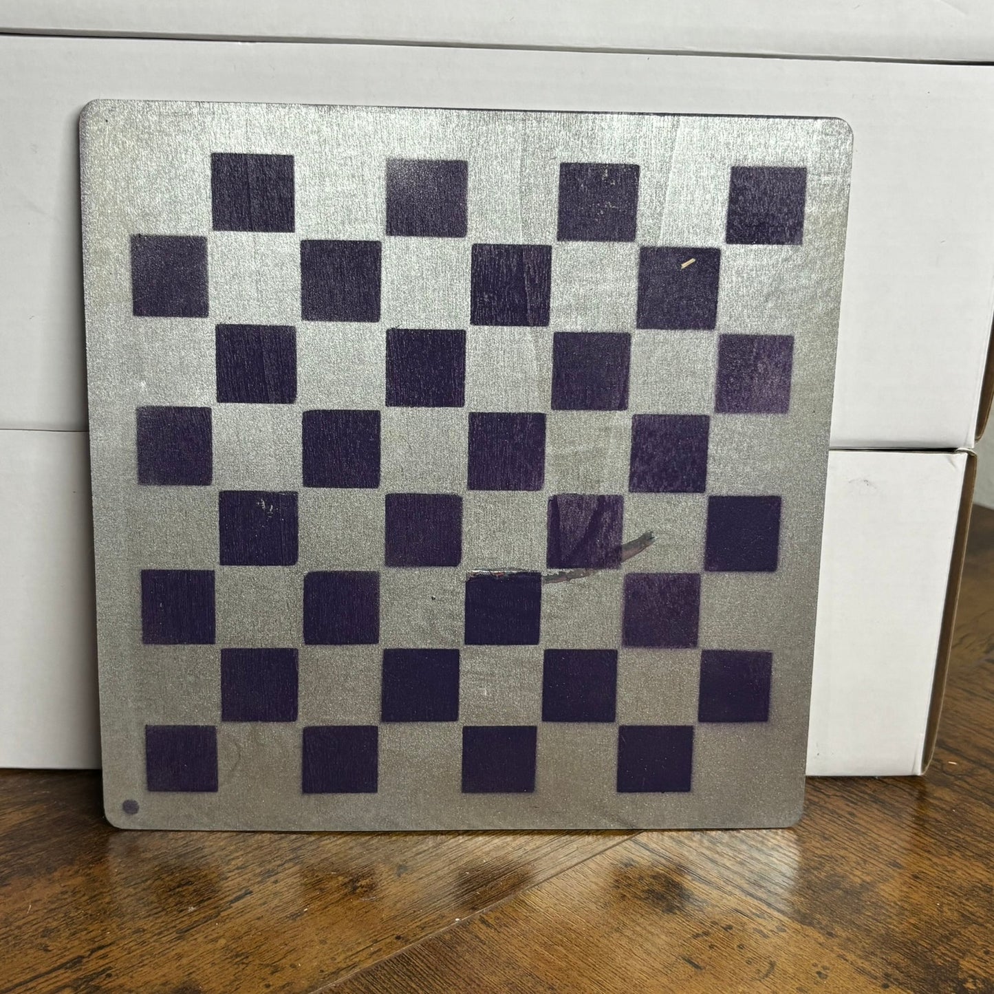 Dark Purple Chrome - Painted Thin Wooden Chess Board