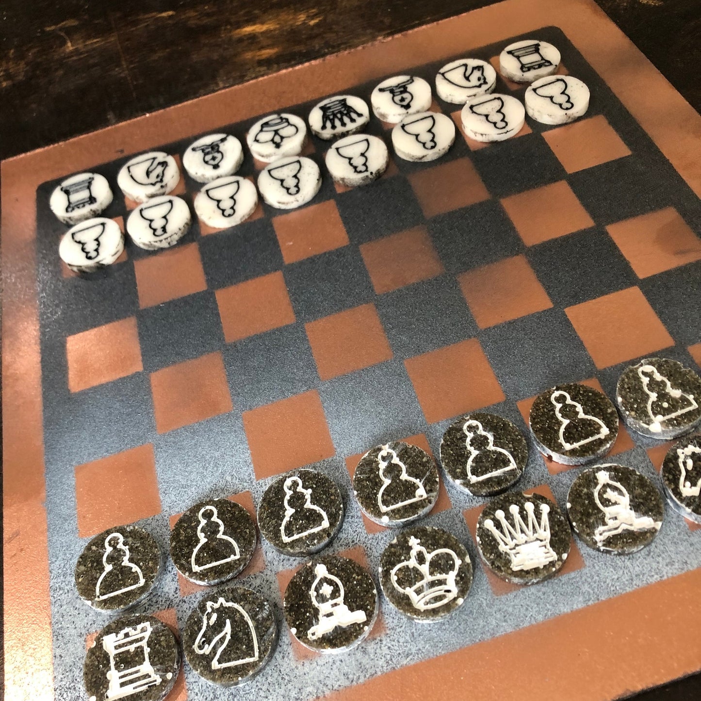 Bronze Black Snow - Painted Chess Set