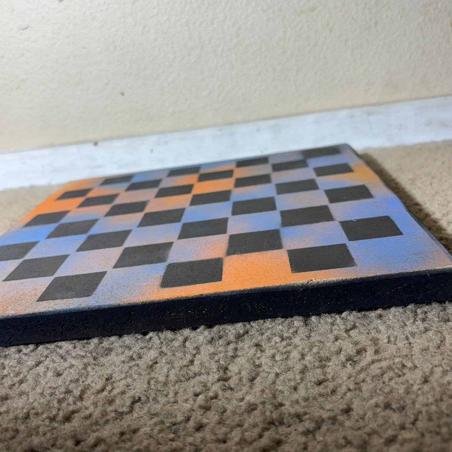 Blue & Orange - Painted Chess Board
