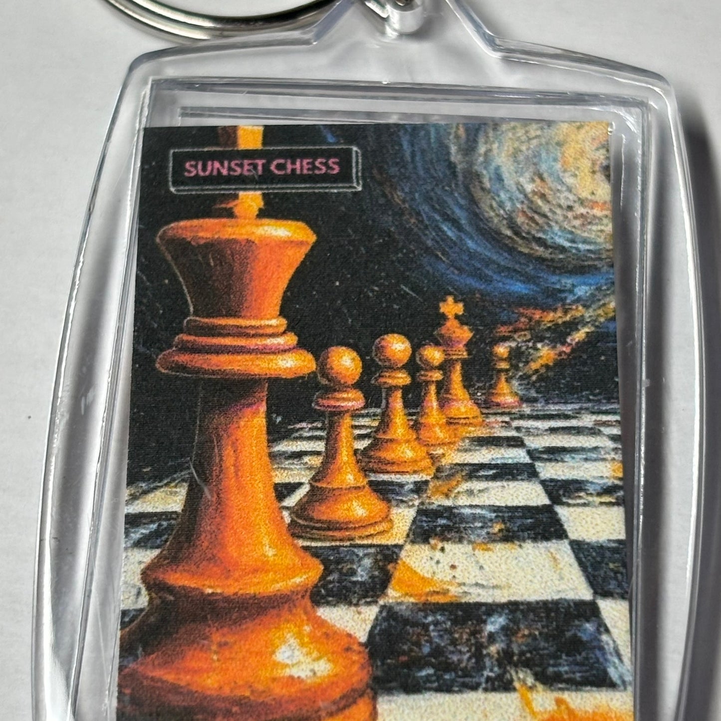 Into The Void - Sunset Chess Photo Keychain