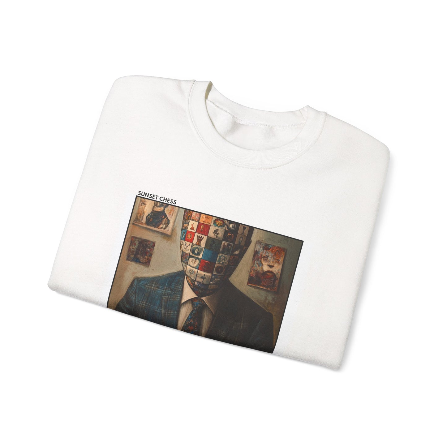 The Distracted Man - White Chess Crewneck Sweater
