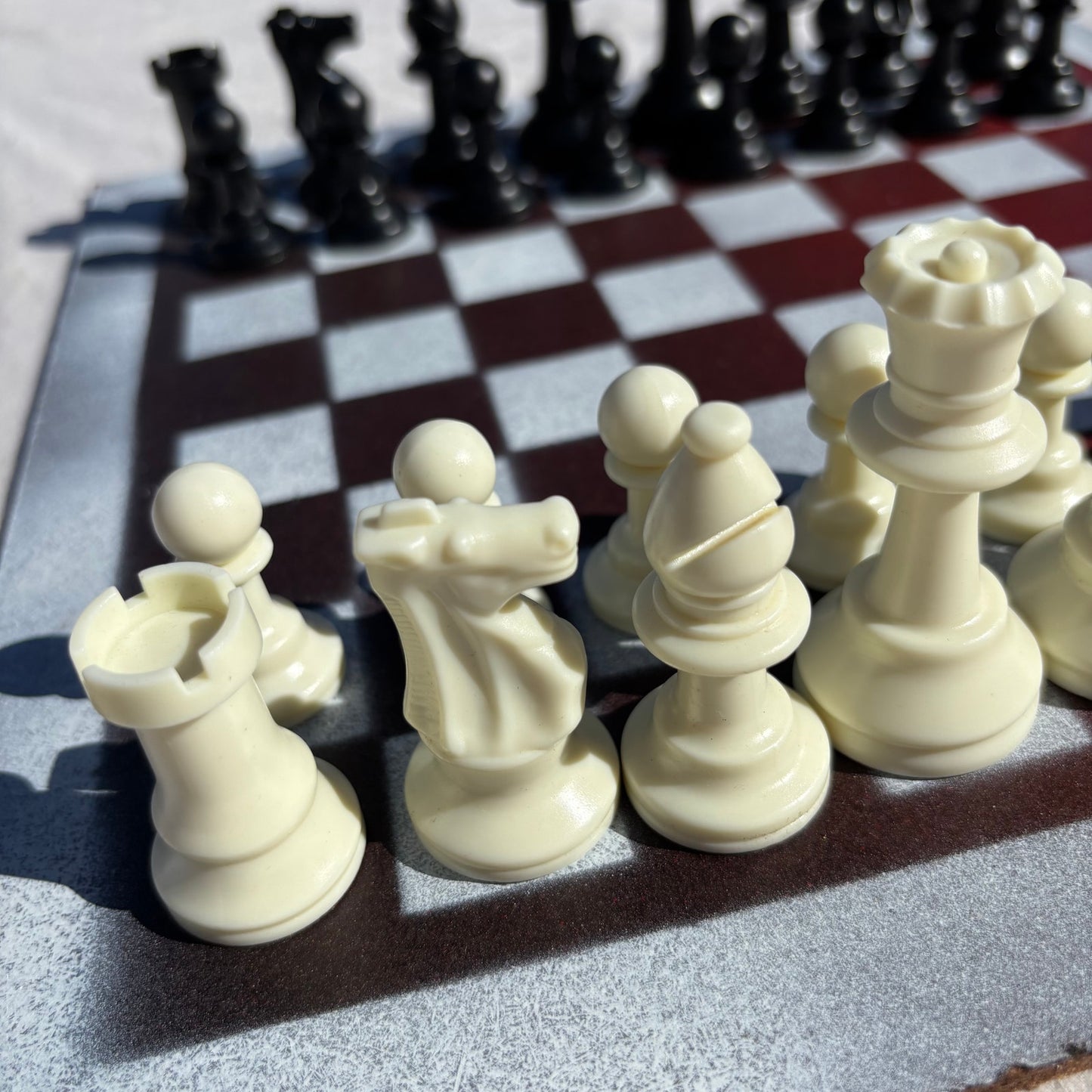 Red & White - Painted Chess Set