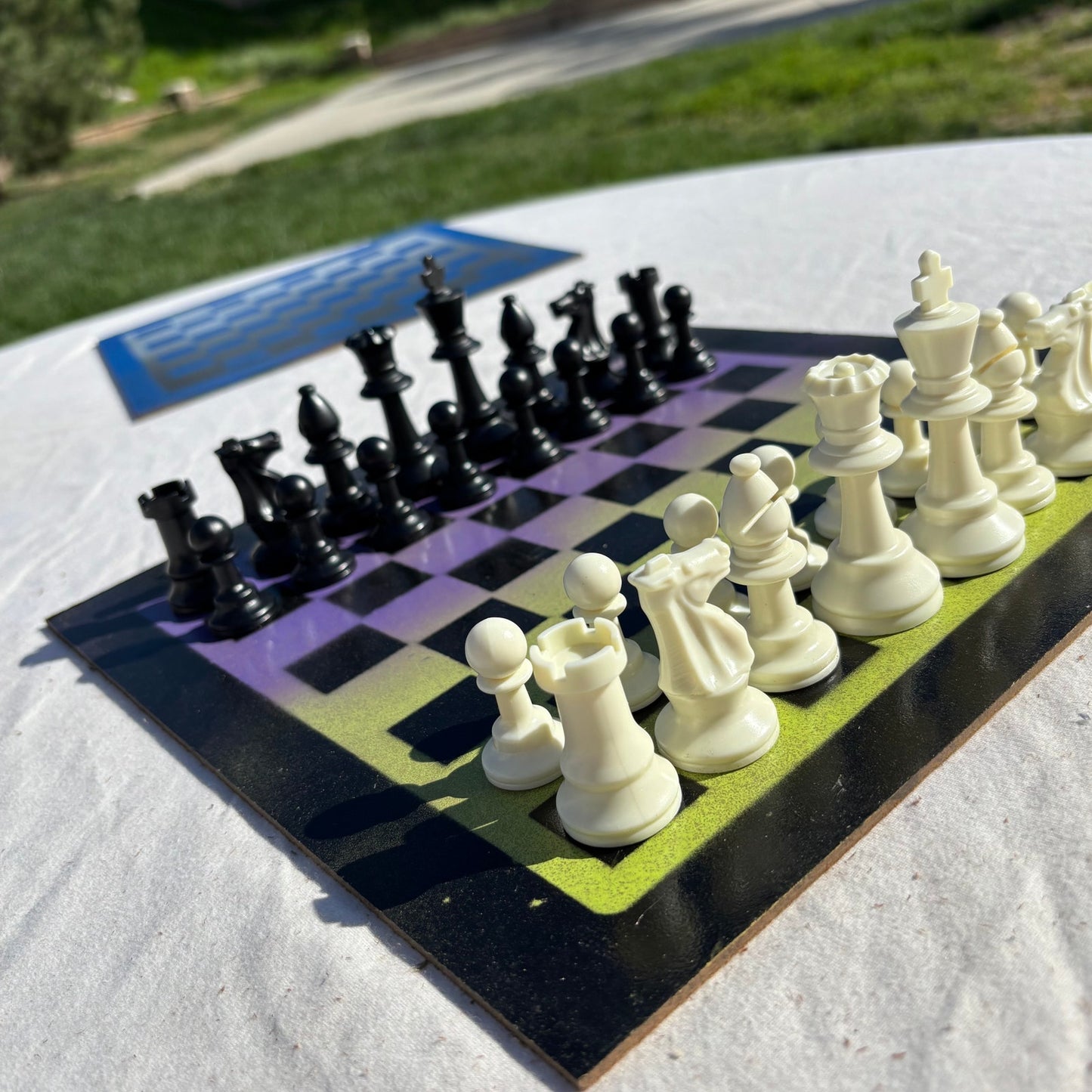 Green & Purple - Painted Chess Set