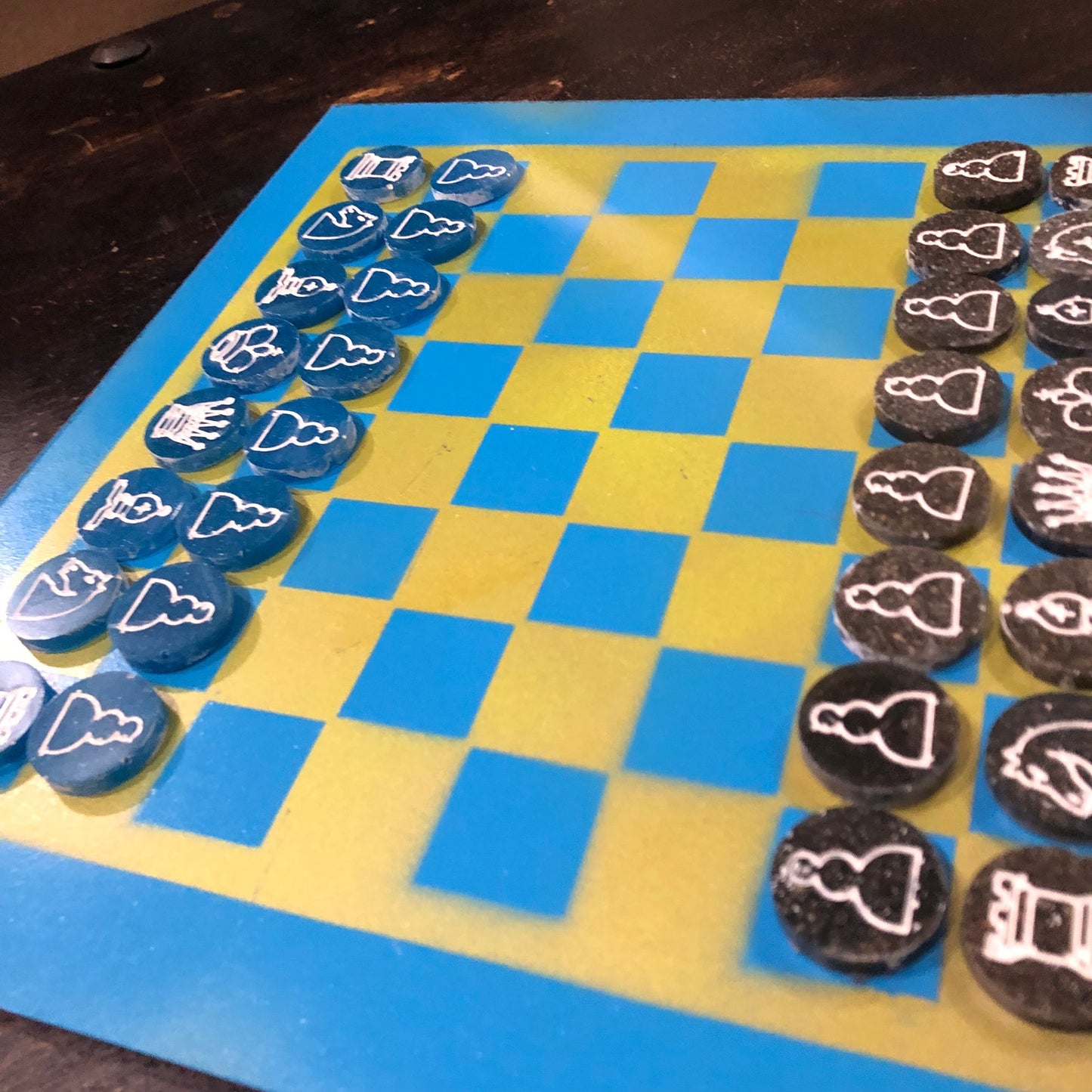 Yellow Blue - Painted Chess Set