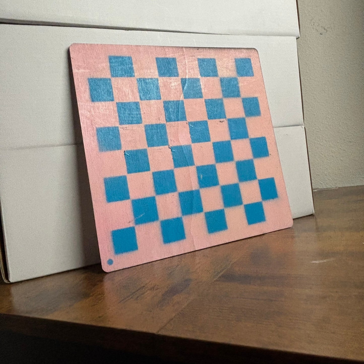 Light Pink Blue - Painted Thin Wooden Chess Board